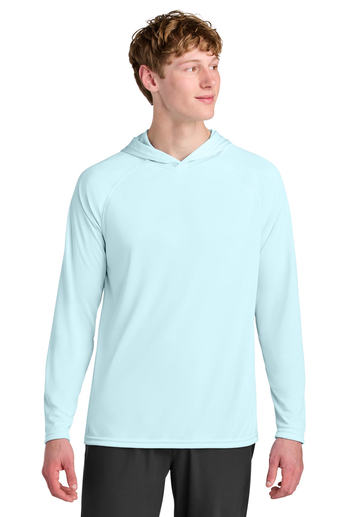 A4 Cooling Performance Long Sleeve Hooded Tee A4N3409 - Pastel Blue - front