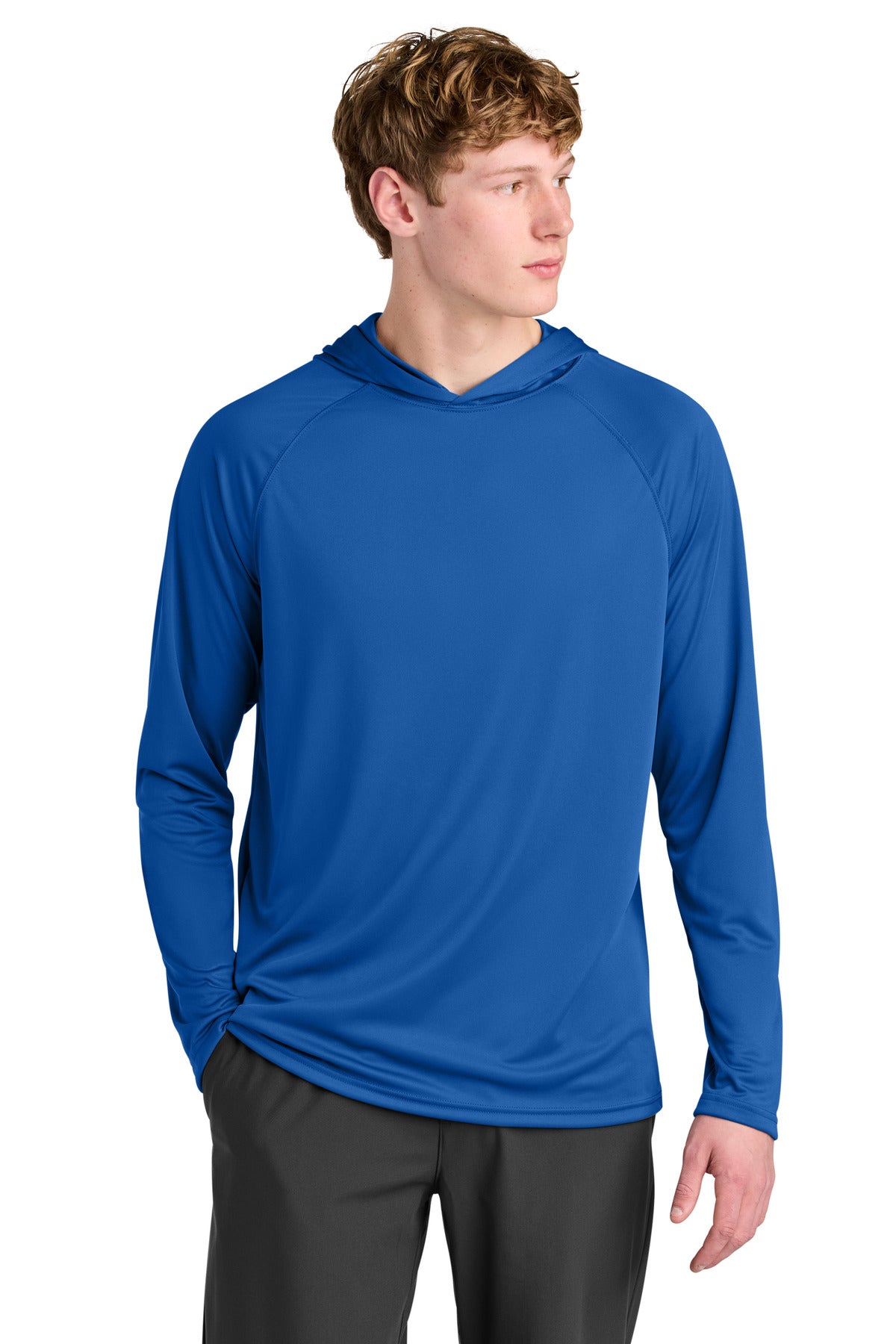 A4 Cooling Performance Long Sleeve Hooded Tee A4N3409 - Royal - front