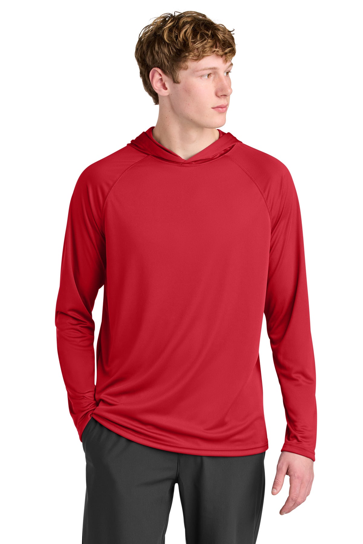 A4 Cooling Performance Long Sleeve Hooded Tee A4N3409 - Scarlet - front