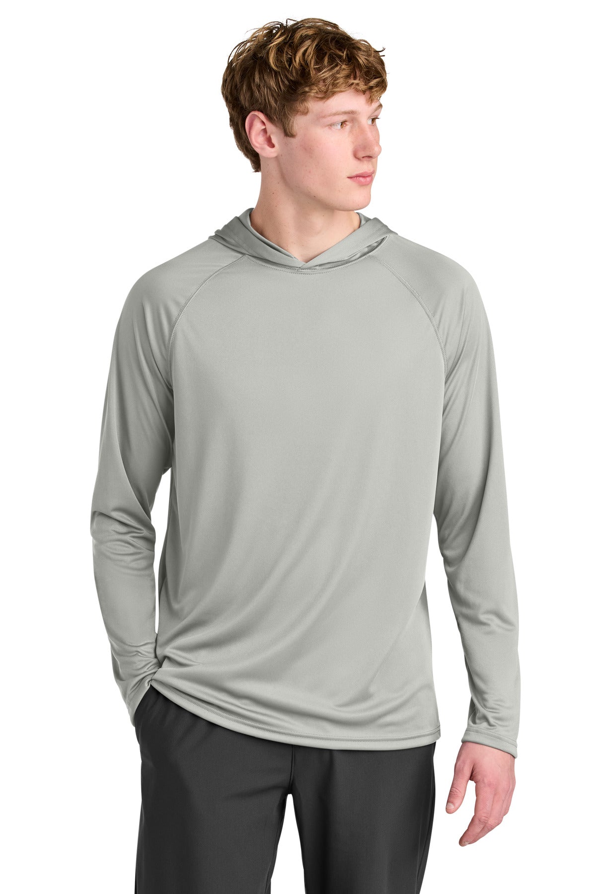 A4 Cooling Performance Long Sleeve Hooded Tee A4N3409 - Silver - front