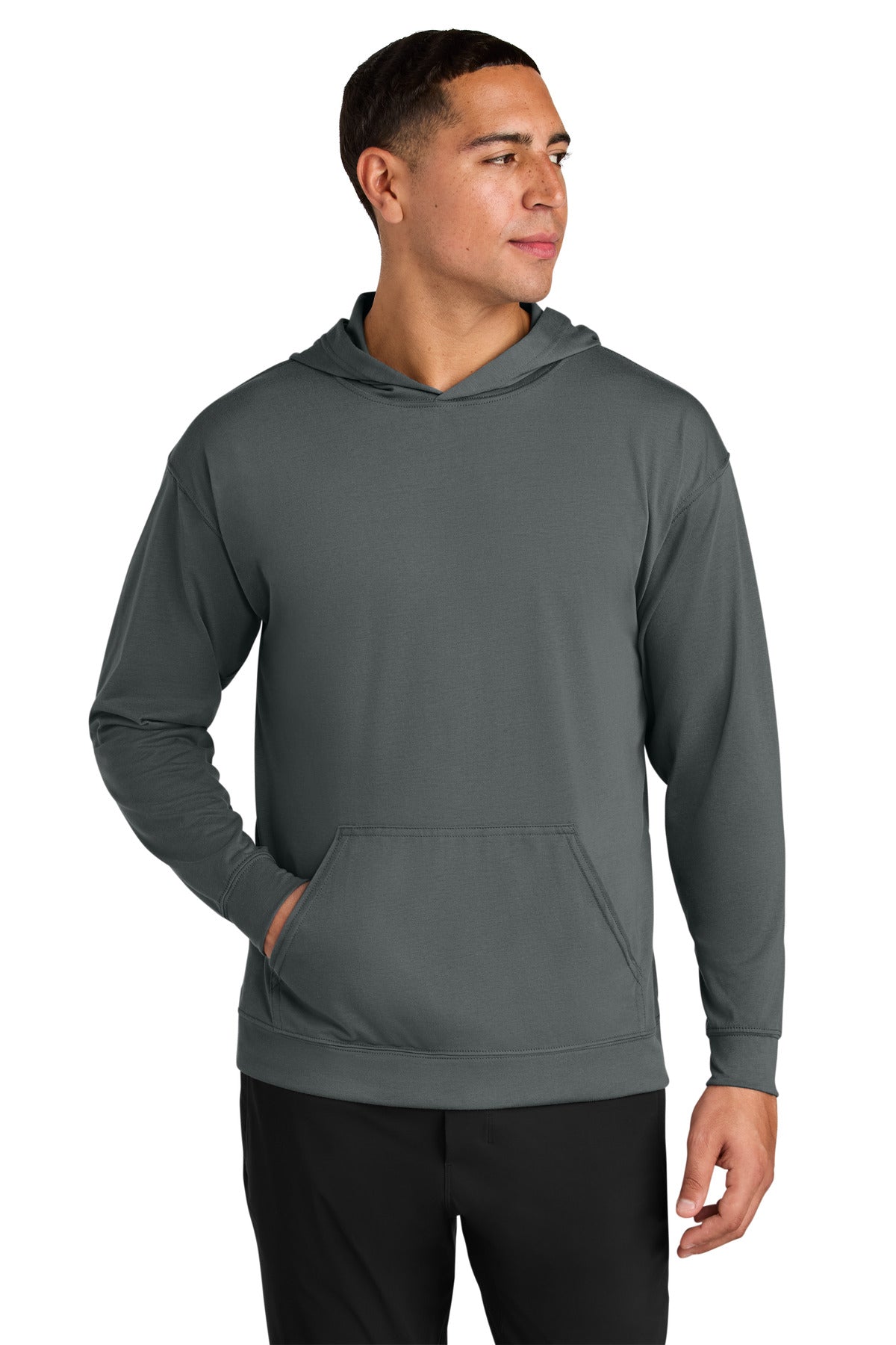 A4 Softek Long Sleeve Hooded Tee A4N3528 - Graphite - front