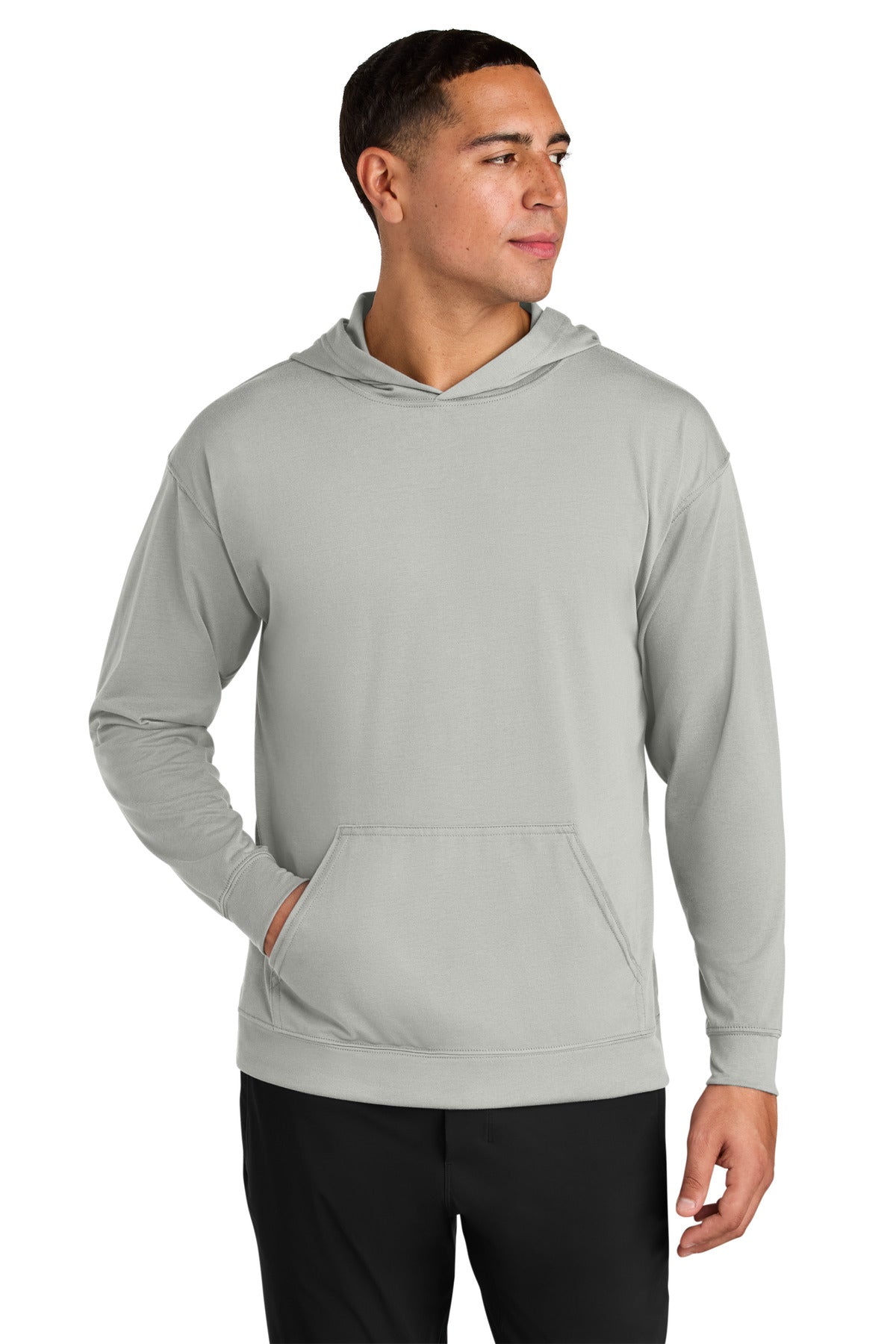 A4 Softek Long Sleeve Hooded Tee A4N3528 - Silver - front