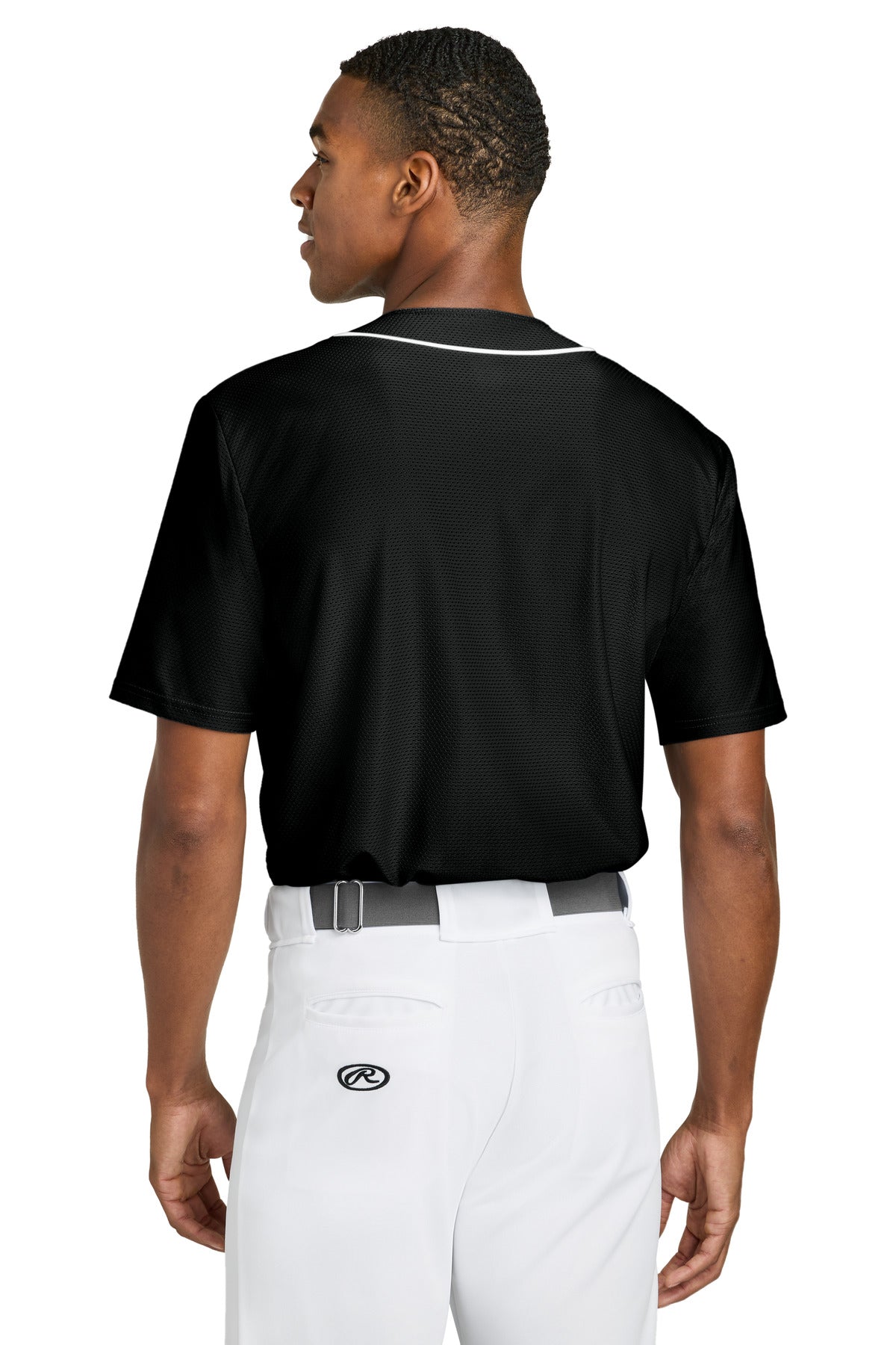 A4 Short Sleeve Full-Button Baseball Top A4N4184 - Black - back