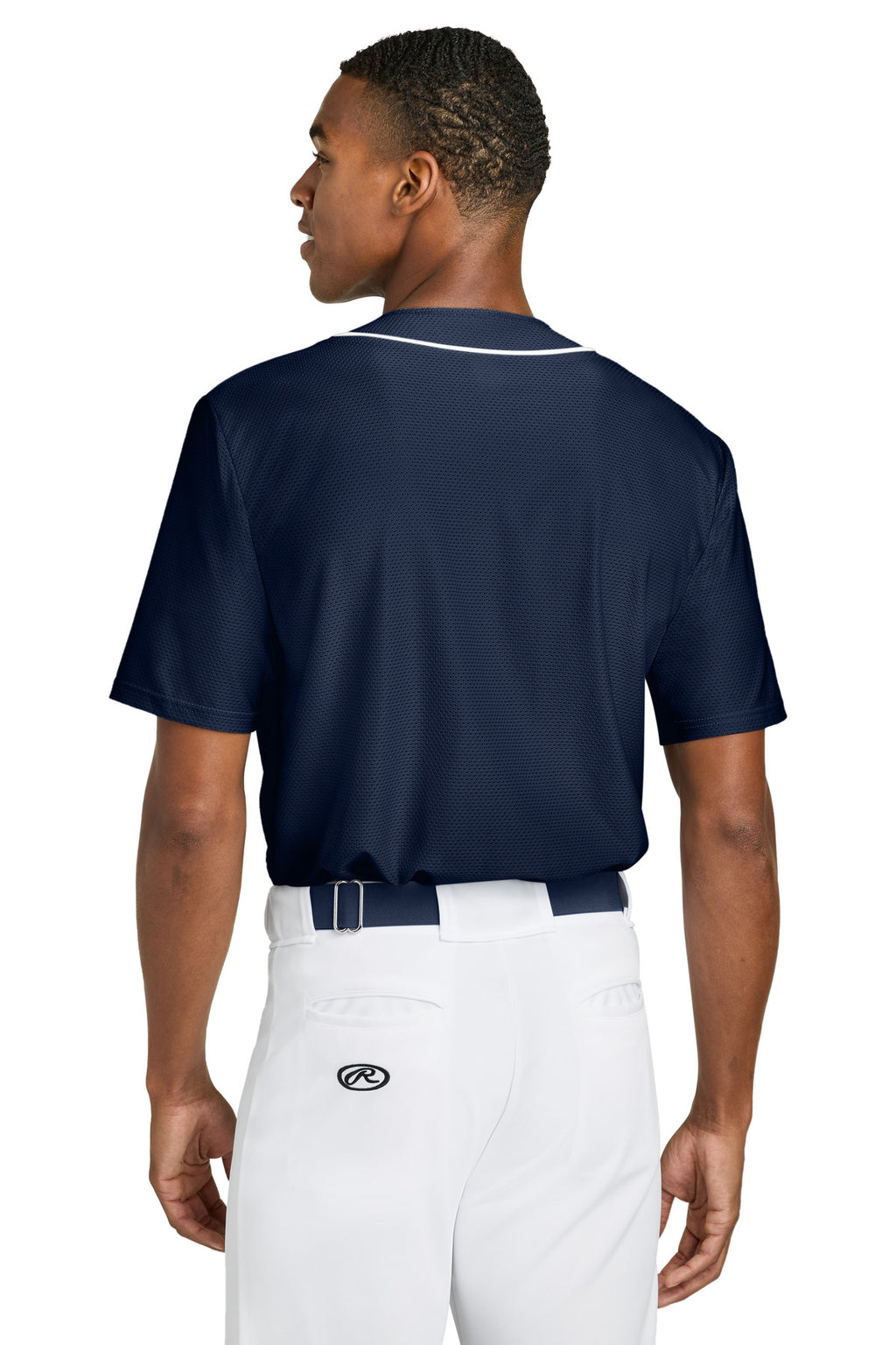 A4 Short Sleeve Full-Button Baseball Top A4N4184 - Navy - back