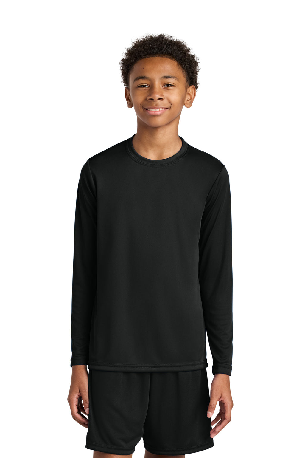 A4 Youth Cooling Performance Long Sleeve Tee A4NB3165 - Black - front