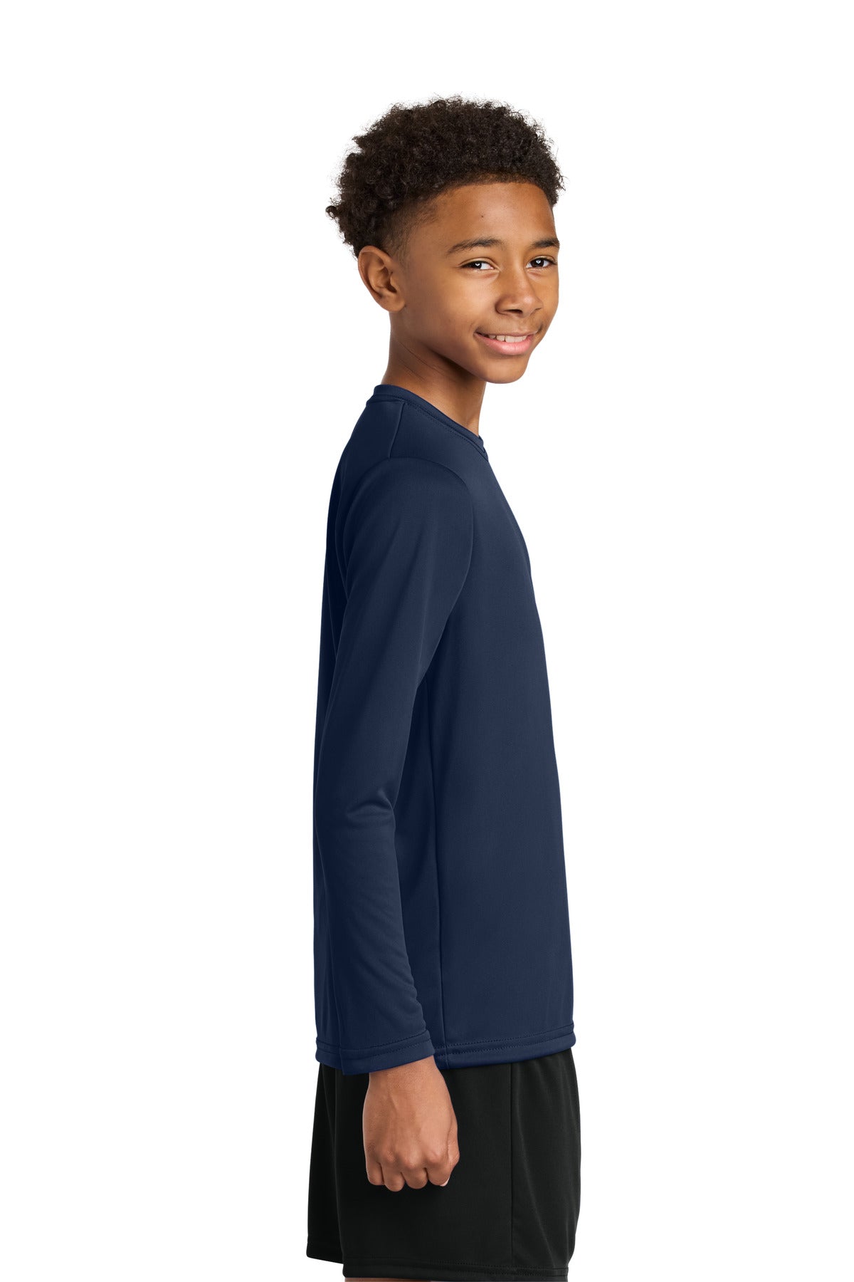 A4 Youth Cooling Performance Long Sleeve Tee A4NB3165 - Navy - side