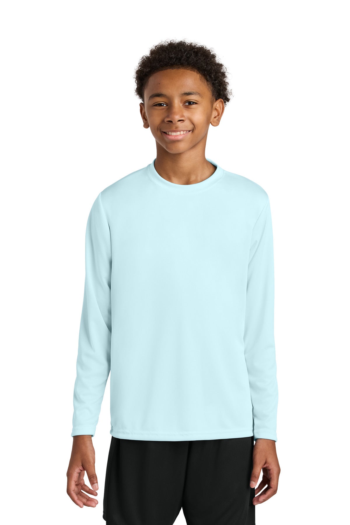 A4 Youth Cooling Performance Long Sleeve Tee A4NB3165 - Pastel Blue - front