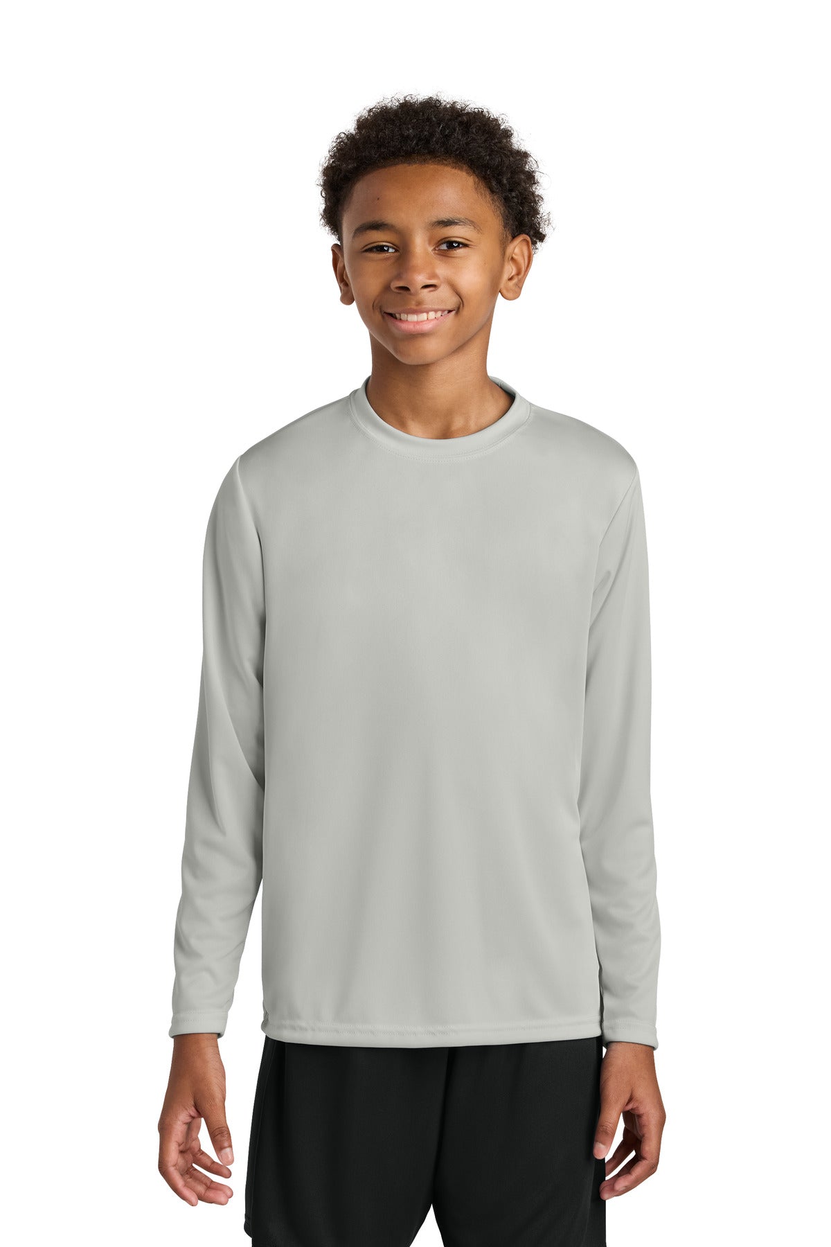 A4 Youth Cooling Performance Long Sleeve Tee A4NB3165 - Silver - front