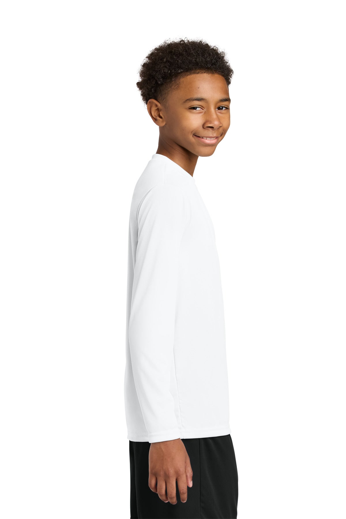 A4 Youth Cooling Performance Long Sleeve Tee A4NB3165 - White - side