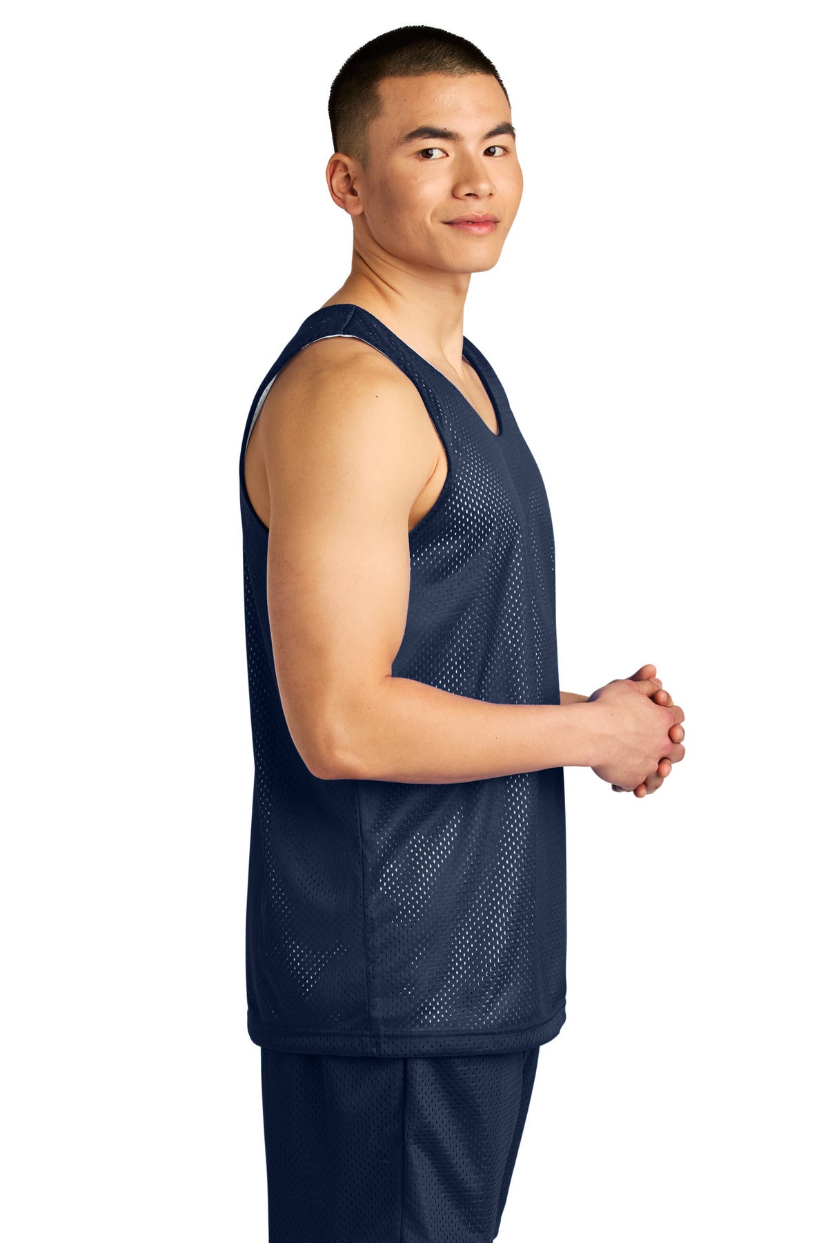 A4 Sprint Reversible Mesh Tank A4NF1270 - Navy/ White - side