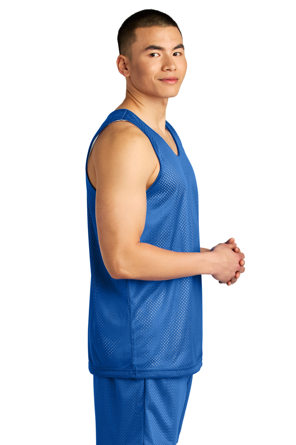 A4 Sprint Reversible Mesh Tank A4NF1270 - Royal/ White - side
