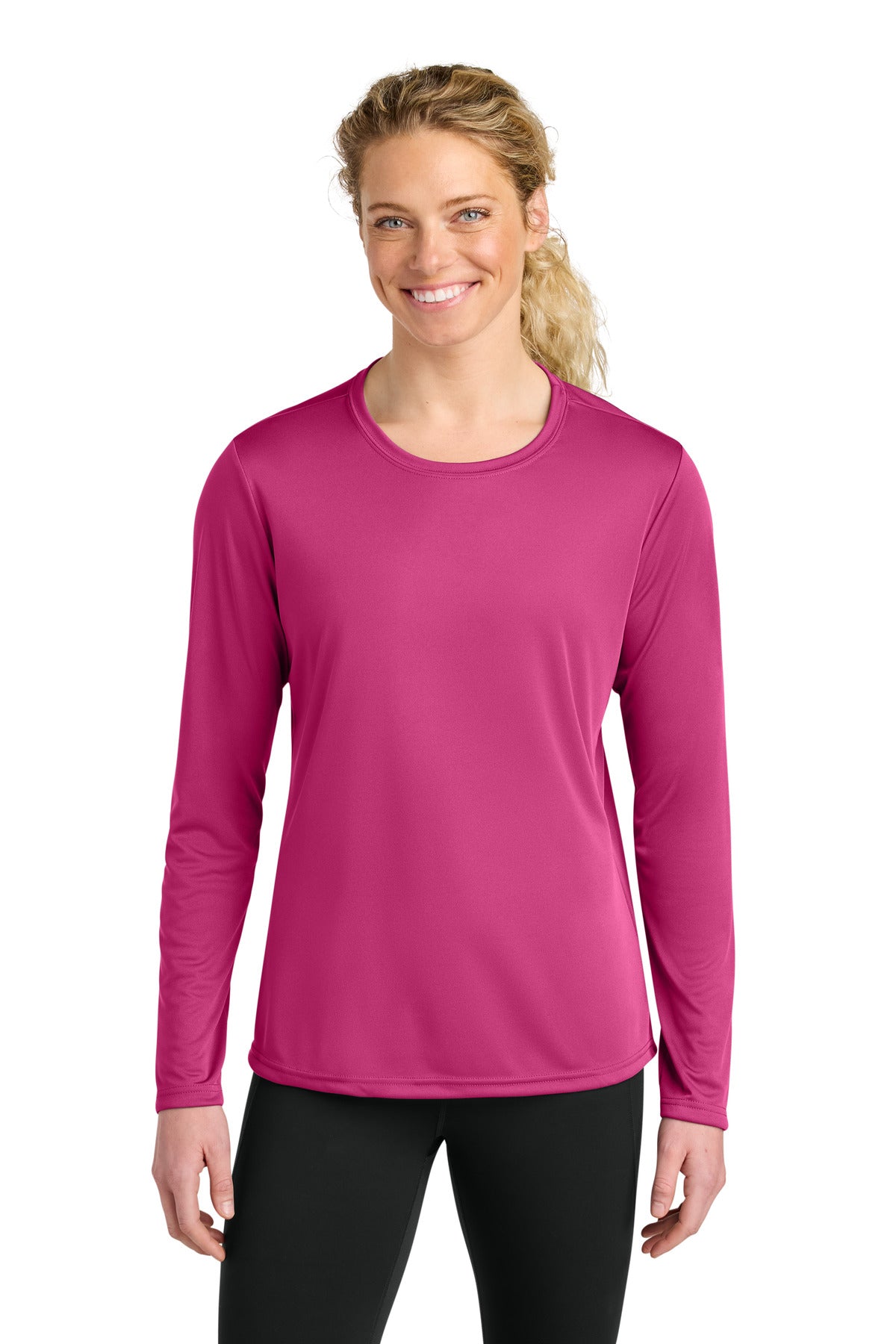 A4 Women's Cooling Performance Long Sleeve Tee A4NW3002 - Fuchsia - front