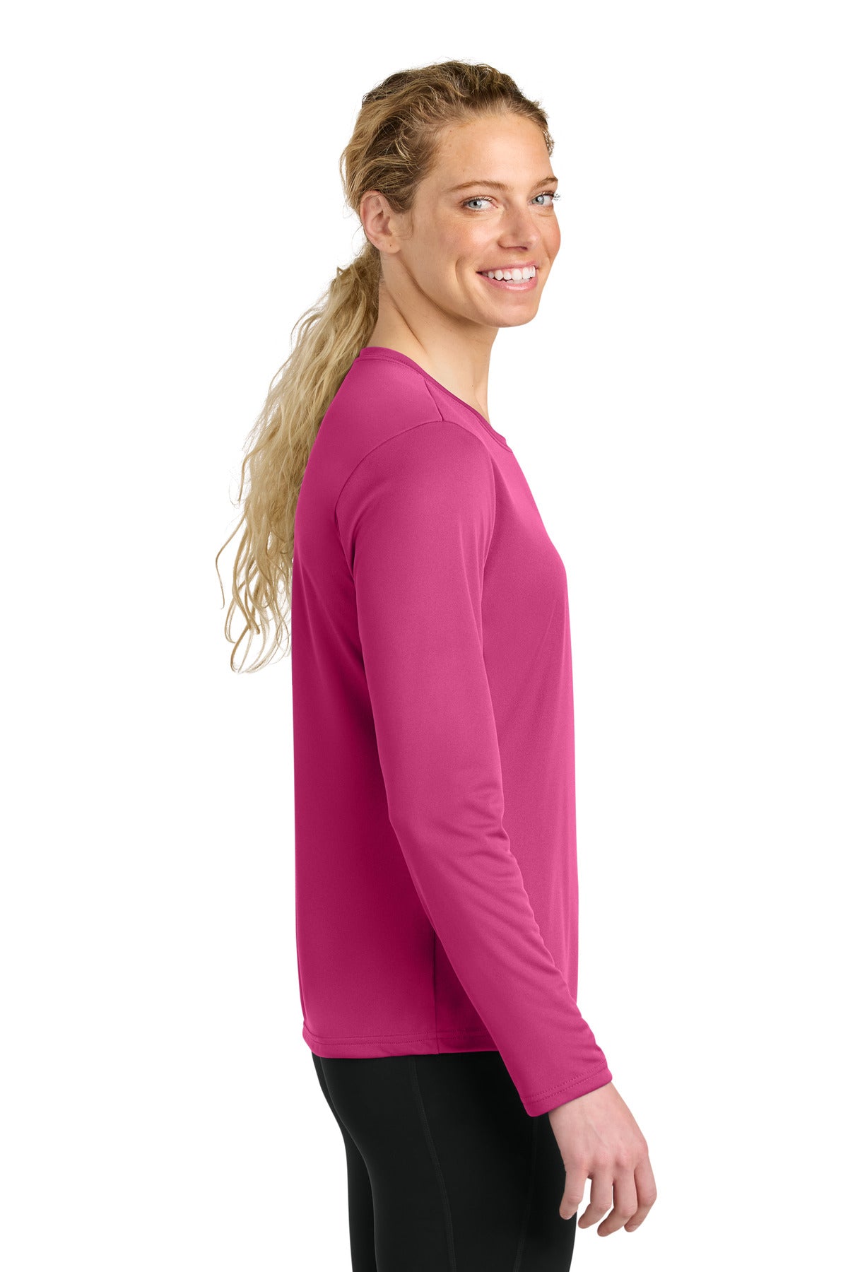 A4 Women's Cooling Performance Long Sleeve Tee A4NW3002 - Fuchsia - side