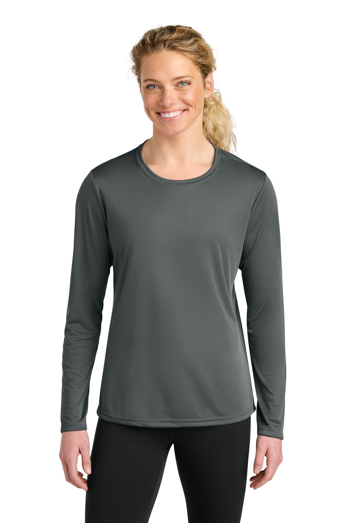 A4 Women's Cooling Performance Long Sleeve Tee A4NW3002 - Graphite - front