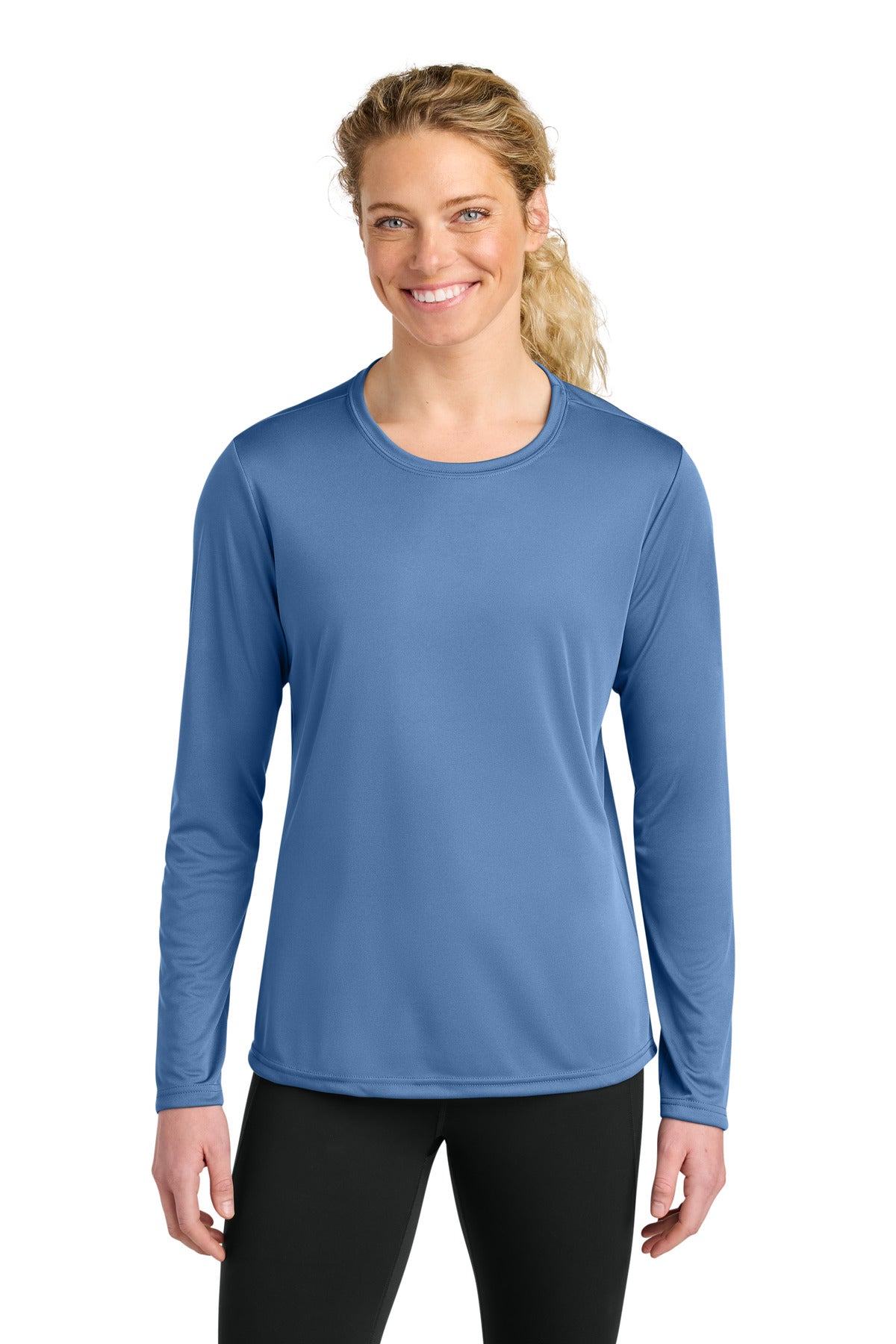 A4 Women's Cooling Performance Long Sleeve Tee A4NW3002 - Light Blue - front