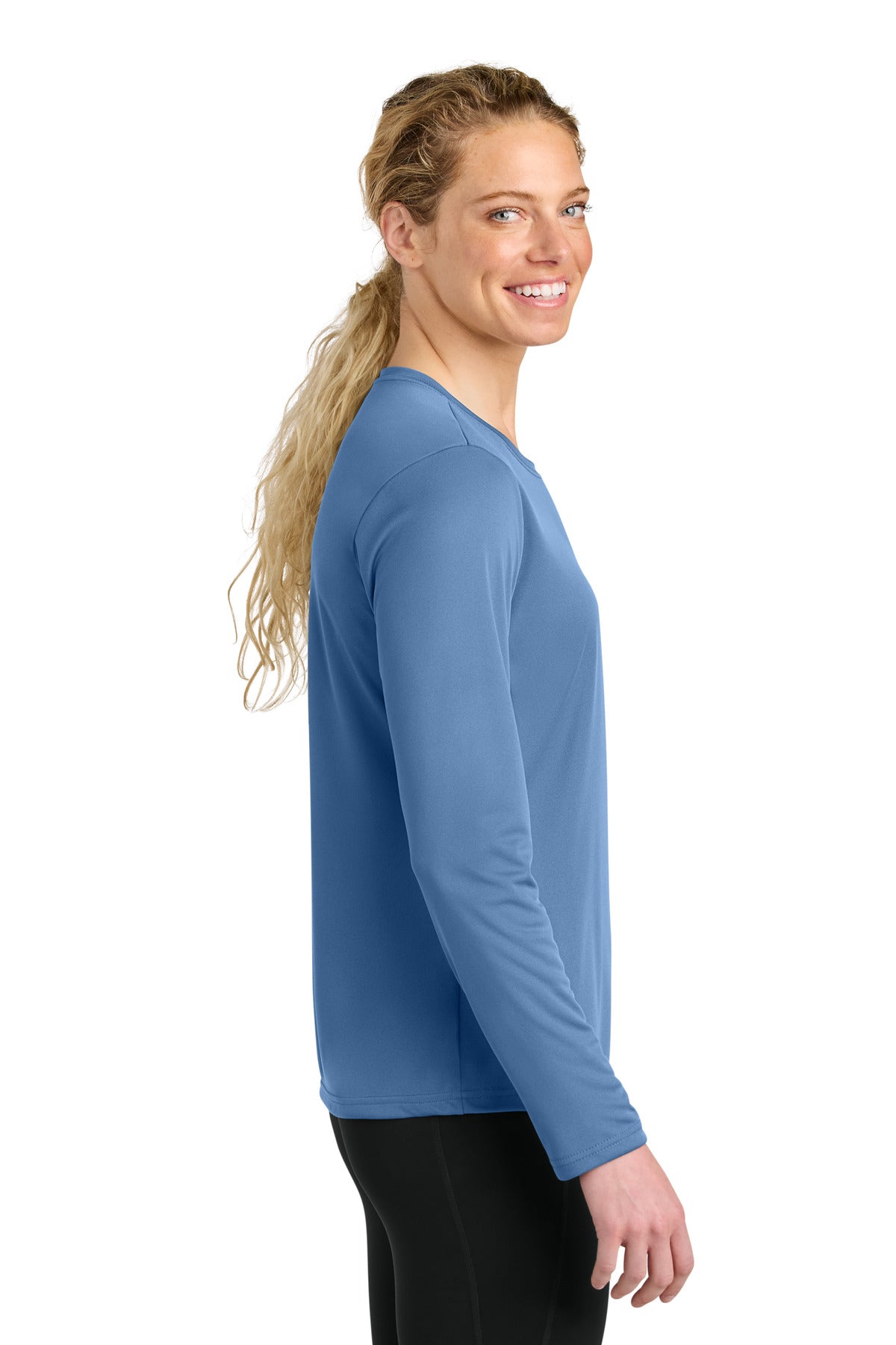 A4 Women's Cooling Performance Long Sleeve Tee A4NW3002 - Light Blue - side