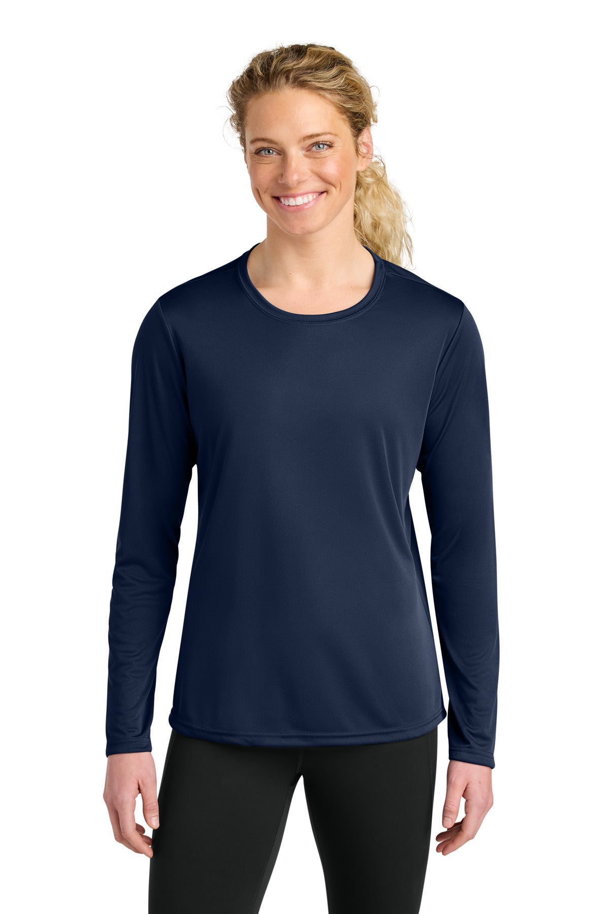 A4 Women's Cooling Performance Long Sleeve Tee A4NW3002 - Navy - front