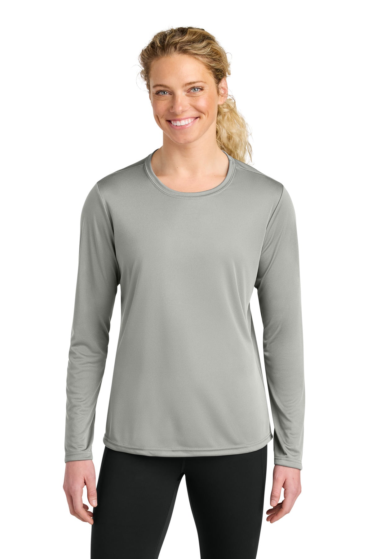 A4 Women's Cooling Performance Long Sleeve Tee A4NW3002 - Silver - front