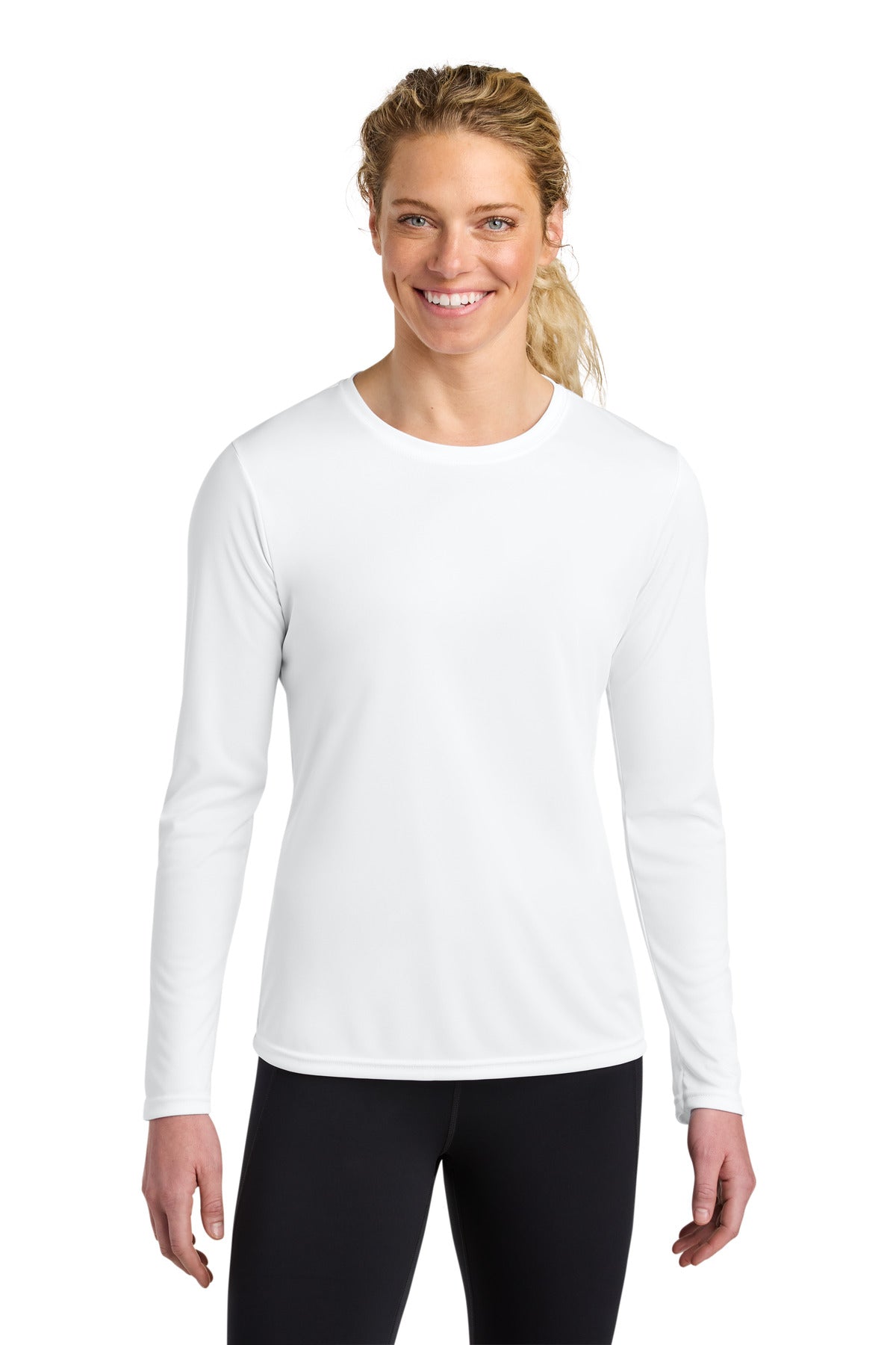 A4 Women's Cooling Performance Long Sleeve Tee A4NW3002 - White - front