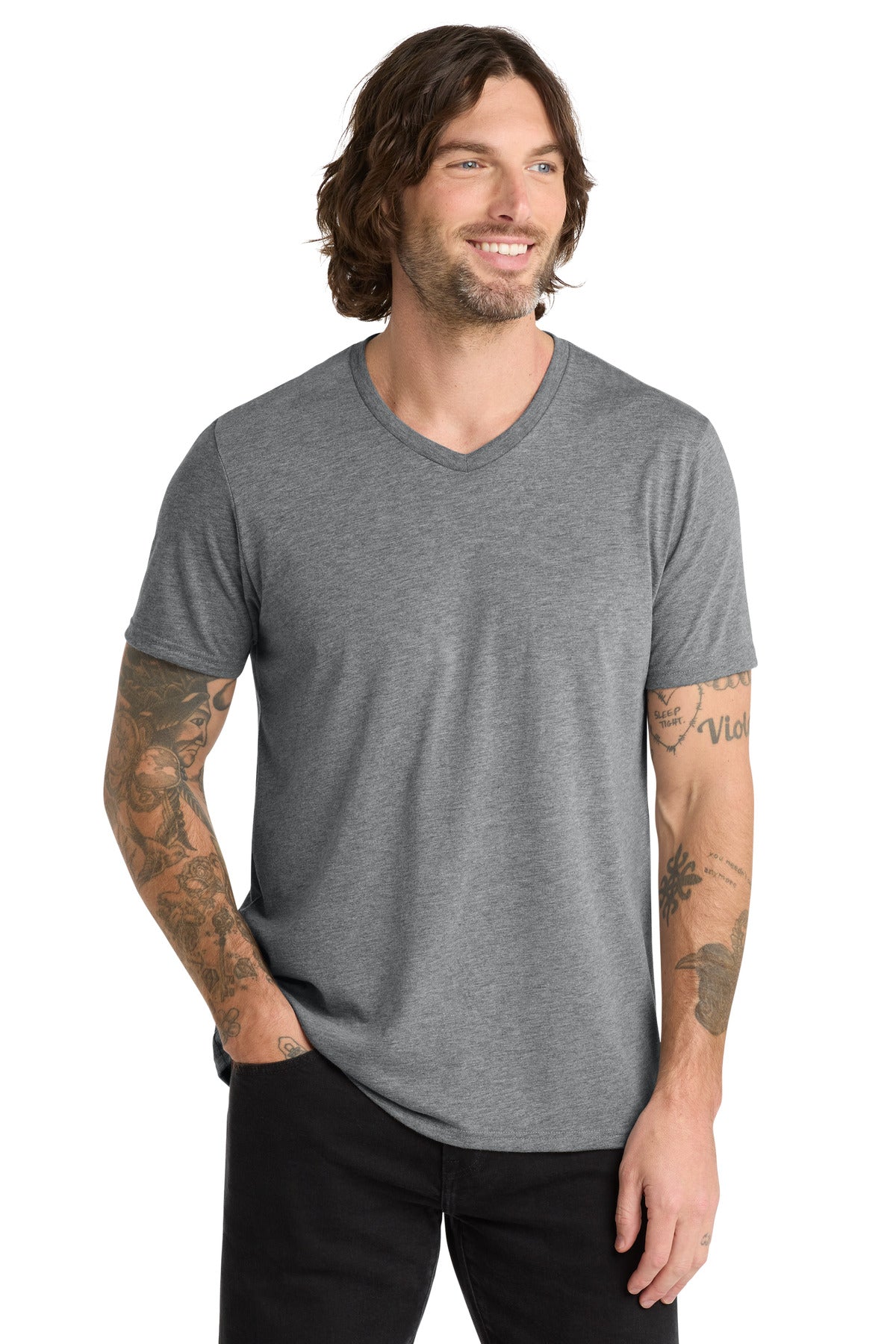 Allmade Unisex Tri-Blend V-Neck Tee AL2014 - Aluminum Grey - front