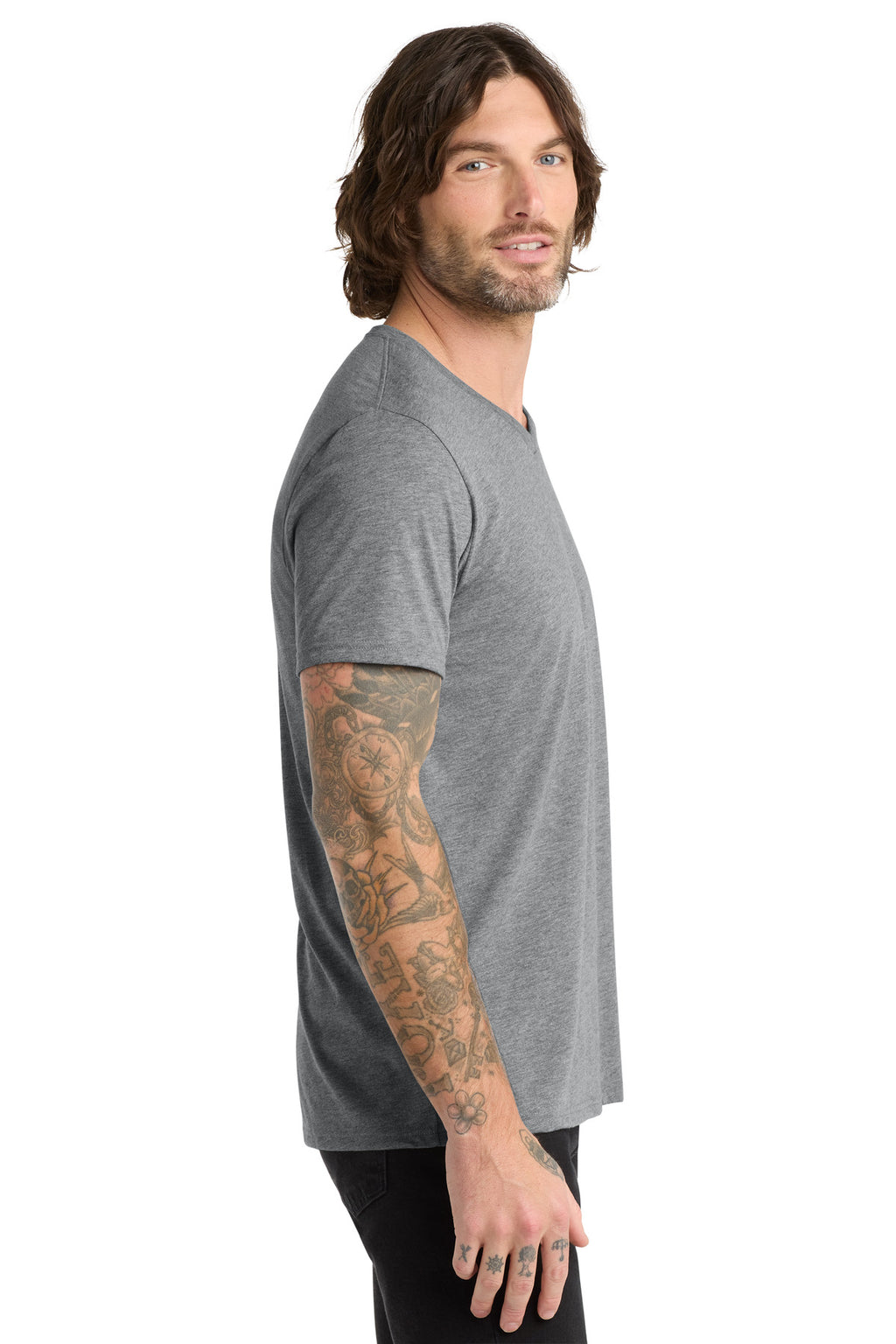Allmade Unisex Tri-Blend V-Neck Tee AL2014 - Aluminum Grey - side