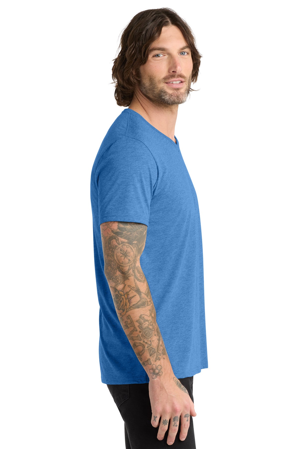 Allmade Unisex Tri-Blend V-Neck Tee AL2014 - Azure Blue - side