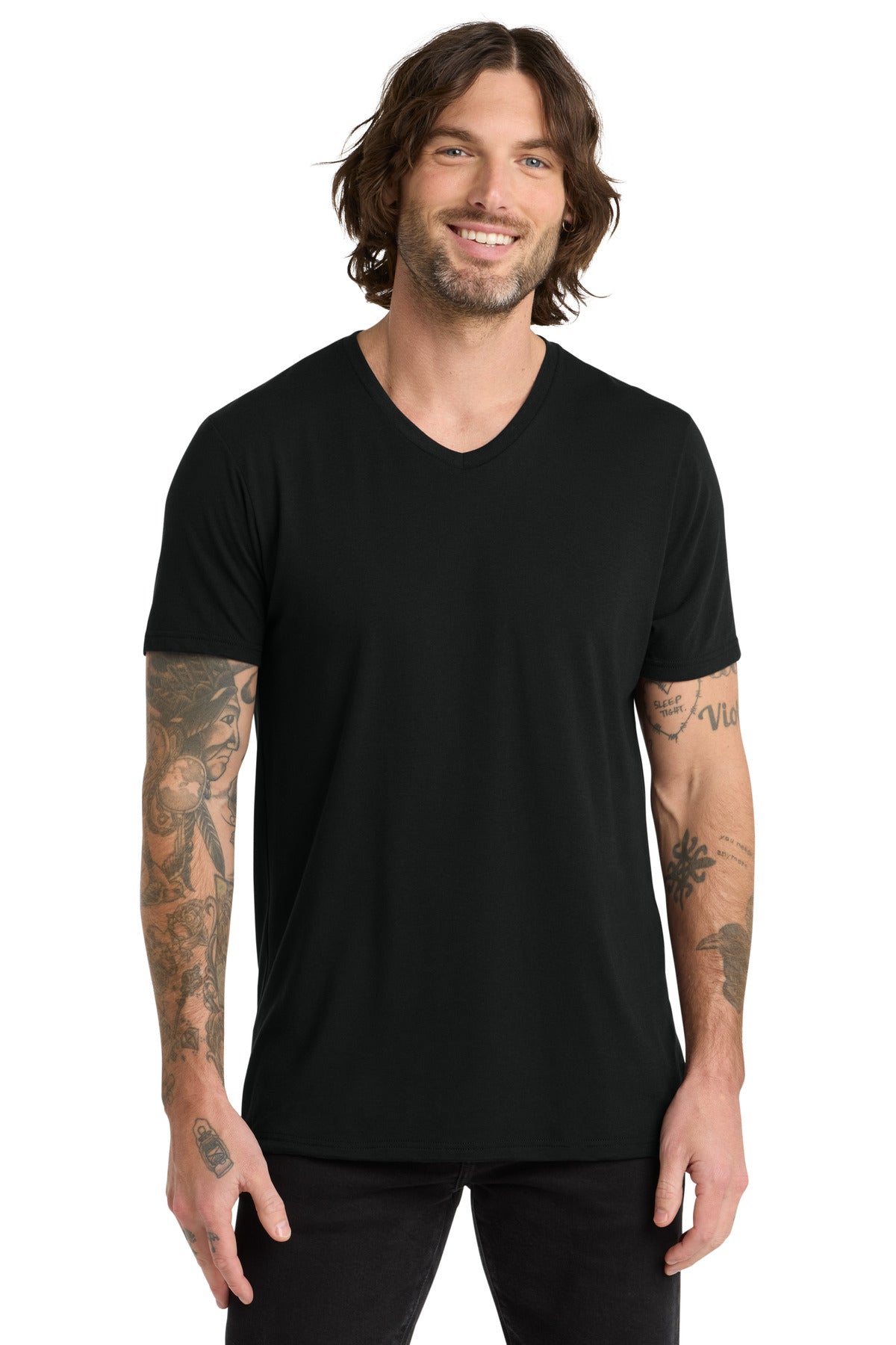 Allmade Unisex Tri-Blend V-Neck Tee AL2014 - Deep Black - front