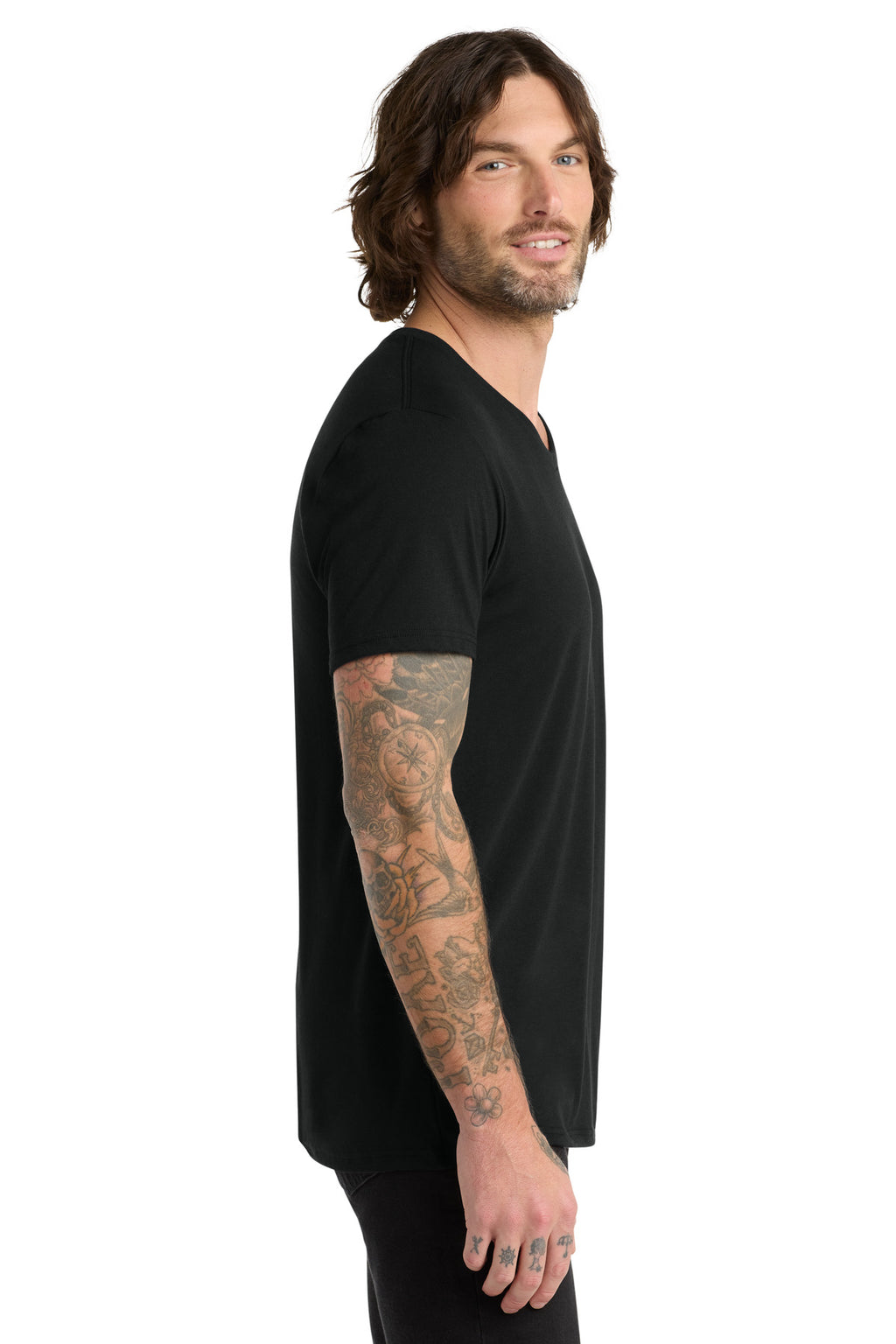 Allmade Unisex Tri-Blend V-Neck Tee AL2014 - Deep Black - side