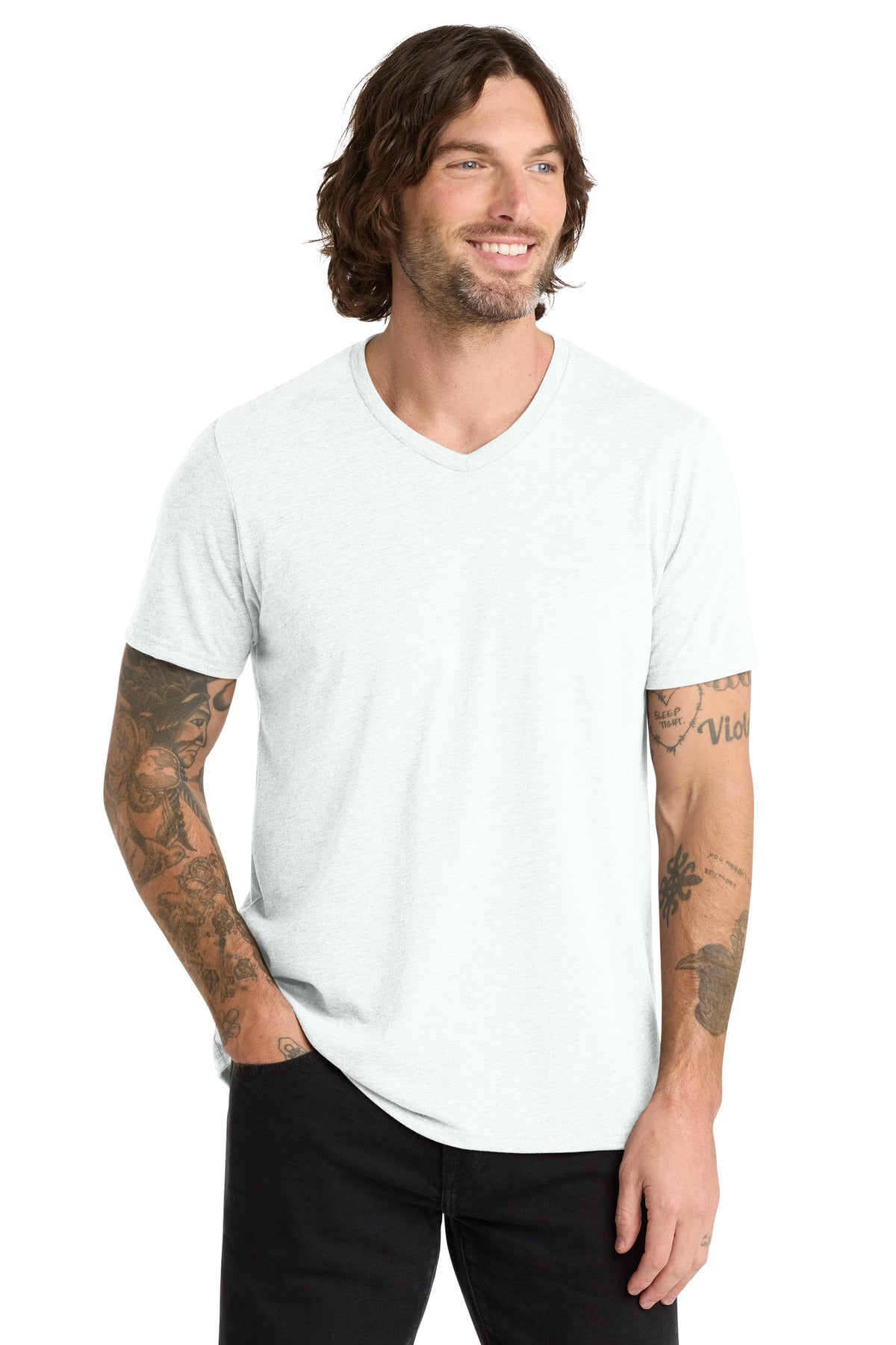 Allmade Unisex Tri-Blend V-Neck Tee AL2014 - Fairly White - front