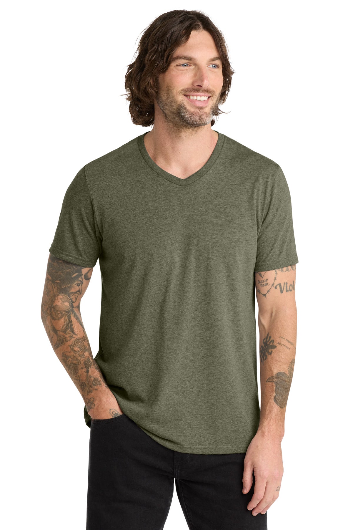 Allmade Unisex Tri-Blend V-Neck Tee AL2014 - Olive You Green - front