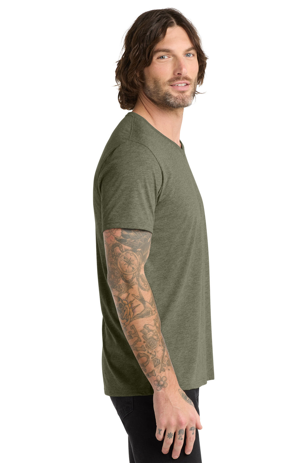 Allmade Unisex Tri-Blend V-Neck Tee AL2014 - Olive You Green - side