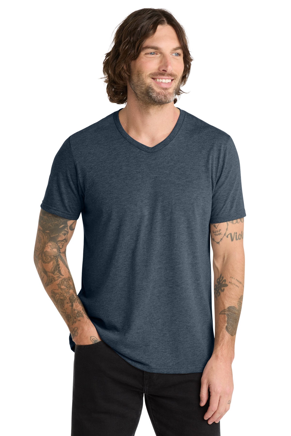 Allmade Unisex Tri-Blend V-Neck Tee AL2014 - Rebel Blue - front