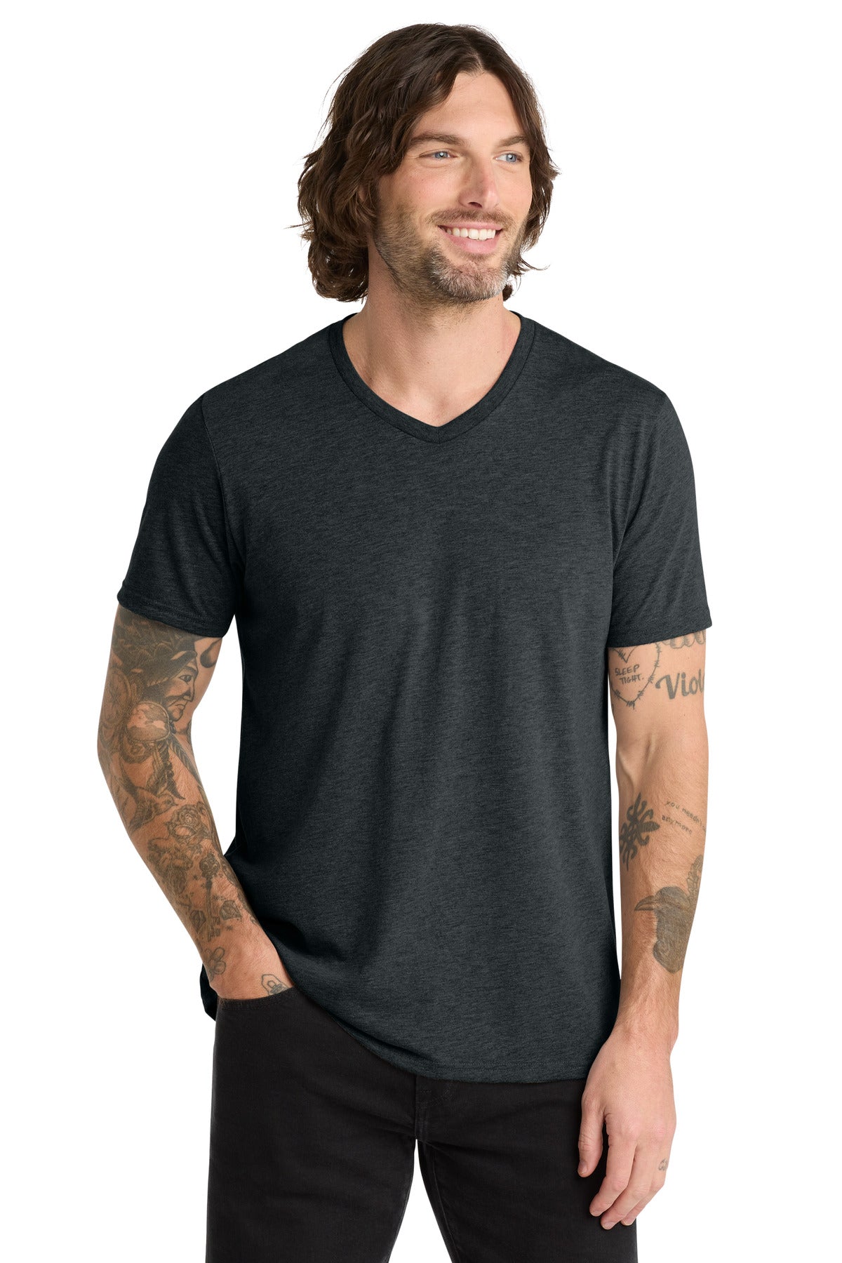 Allmade Unisex Tri-Blend V-Neck Tee AL2014 - Space Black - front