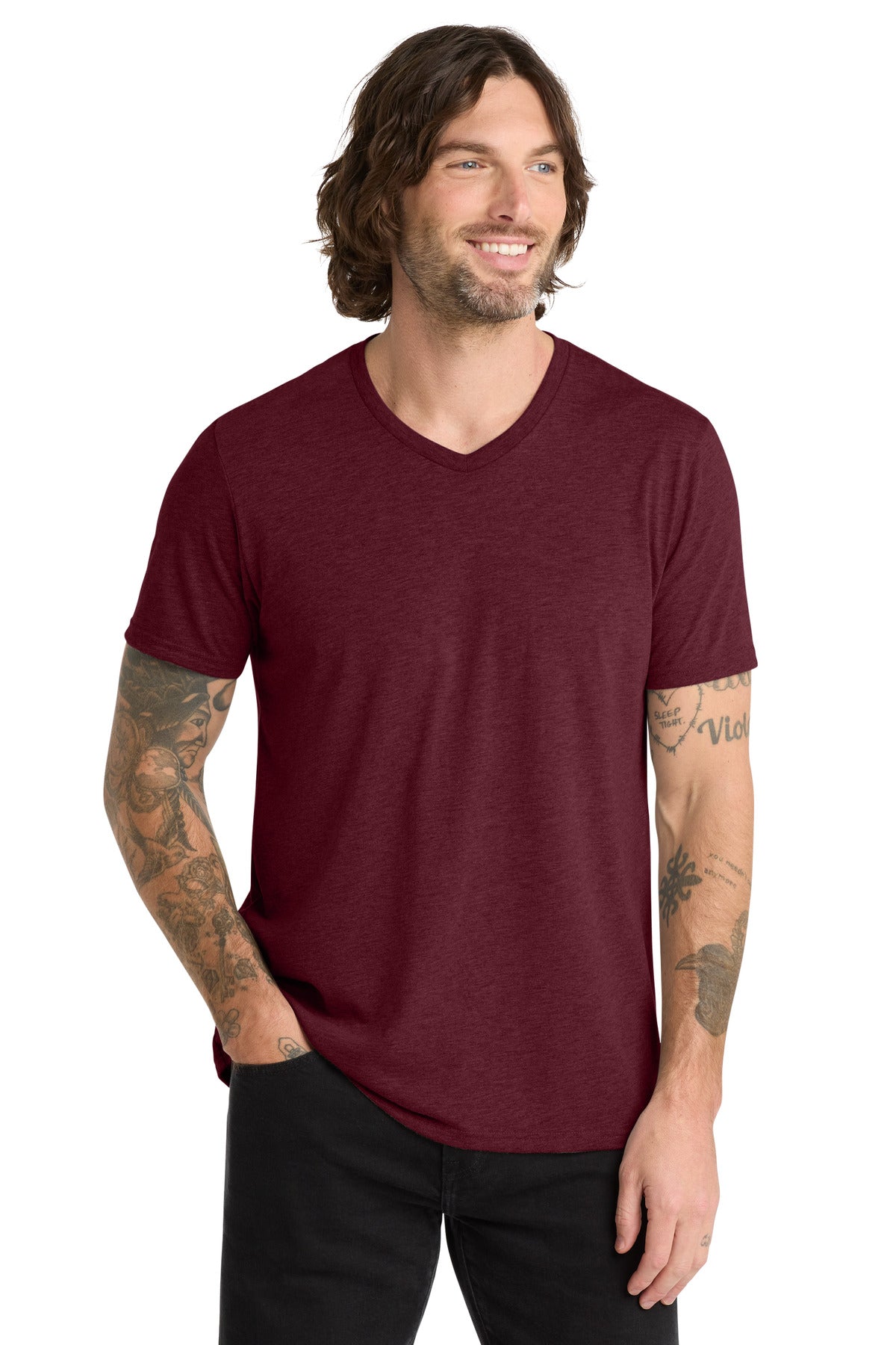 Allmade Unisex Tri-Blend V-Neck Tee AL2014 - Vino Red - front