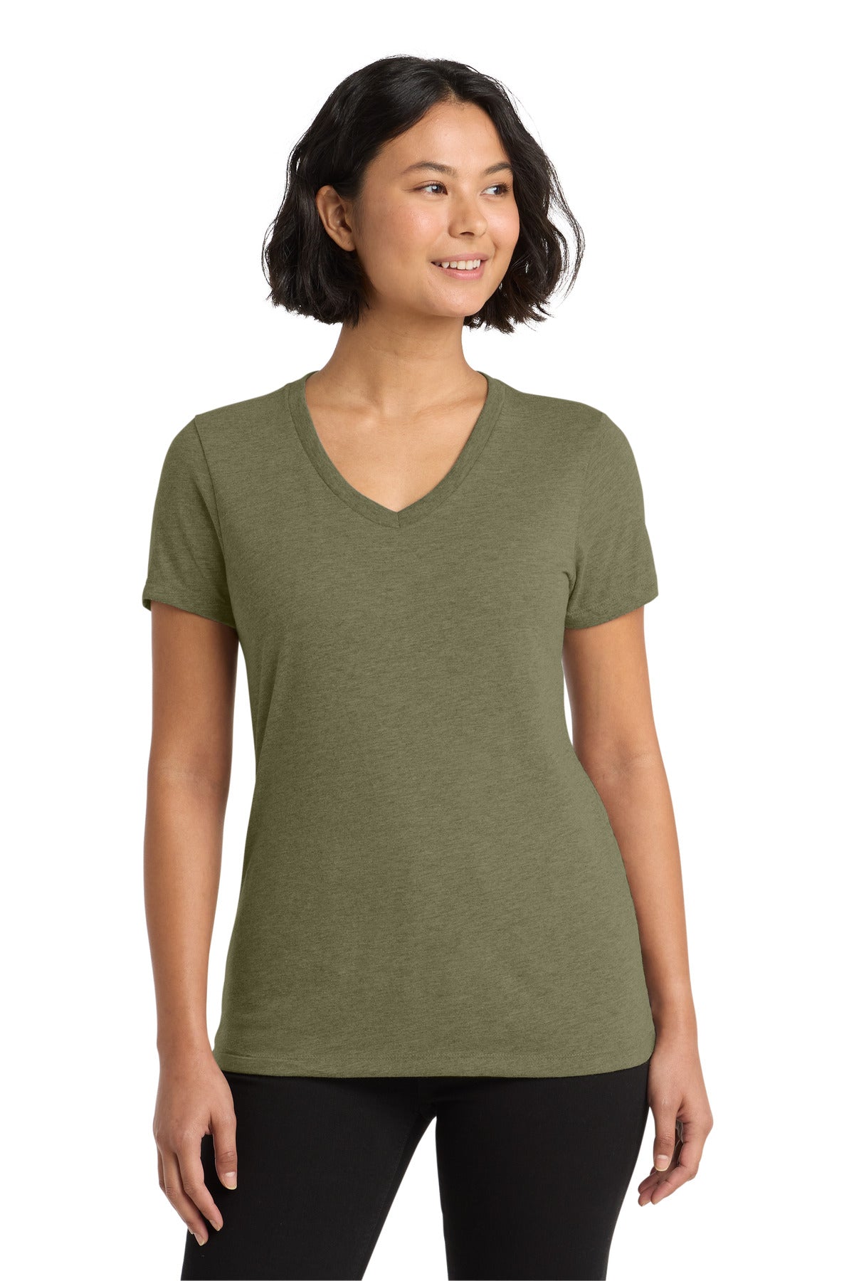 Allmade Women's Tri-Blend V-Neck Tee AL2018 - Olive You Green - front