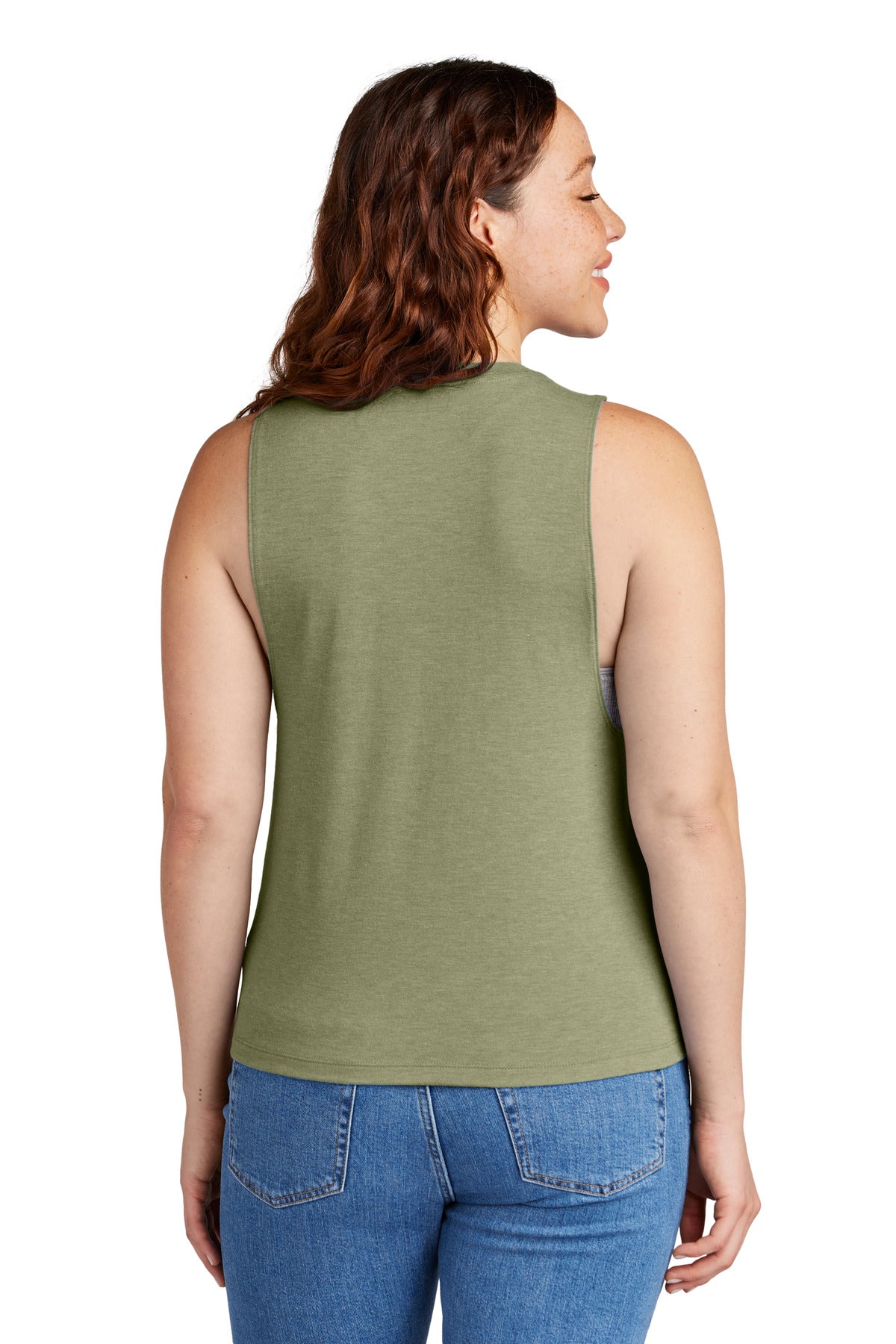 Allmade Women's Tri-Blend Muscle Tank AL2020 - Olive You Green - back