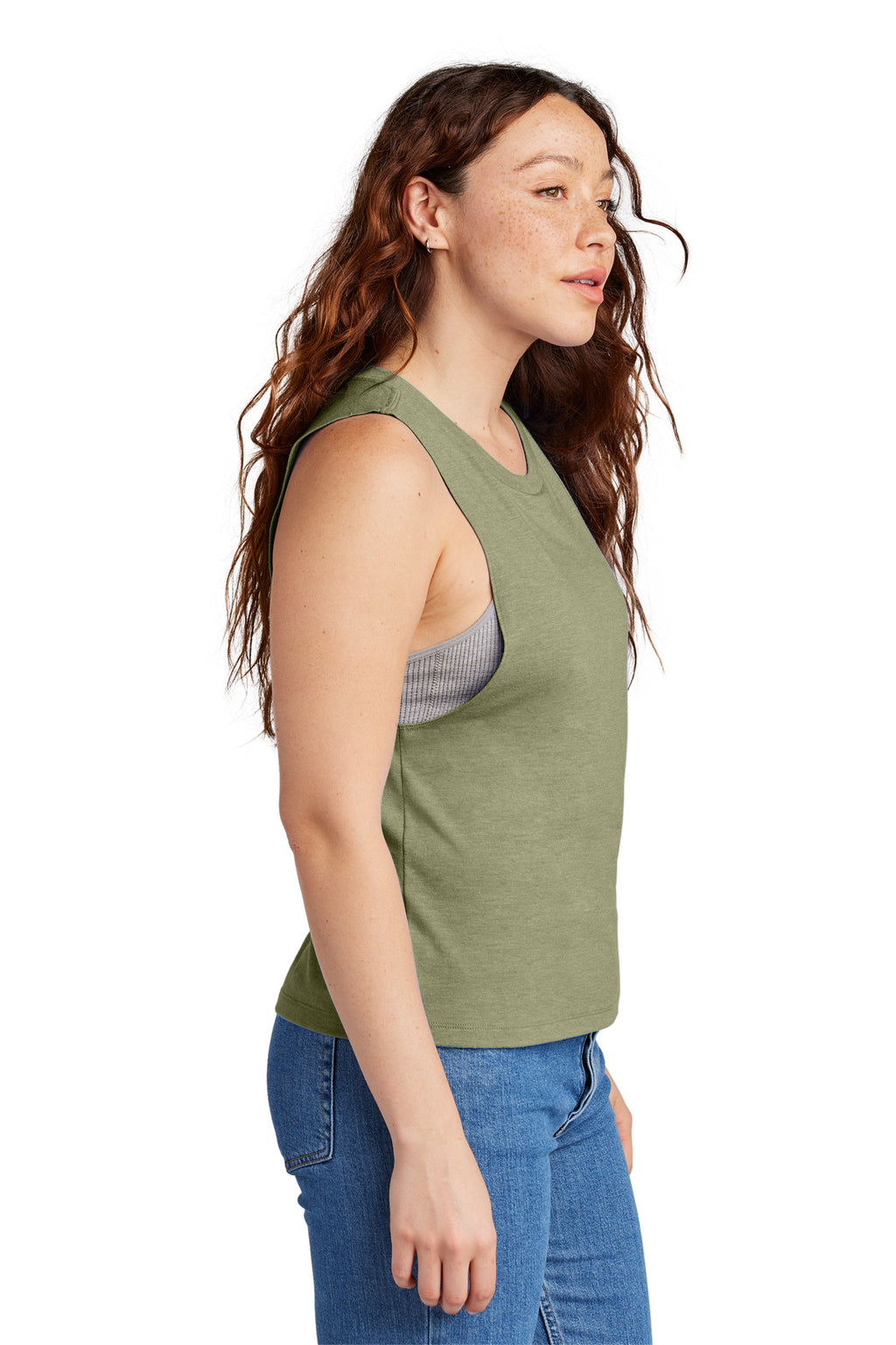 Allmade Women's Tri-Blend Muscle Tank AL2020 - Olive You Green - side