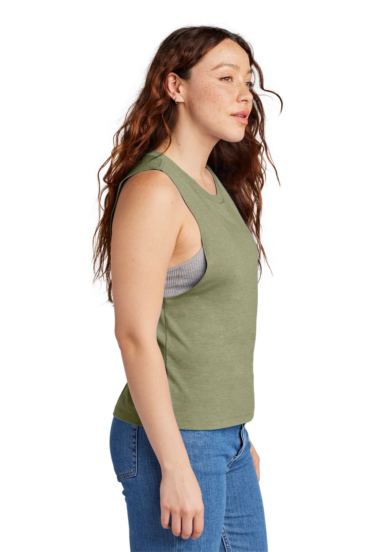 Allmade Women's Tri-Blend Muscle Tank AL2020 - Olive You Green - side