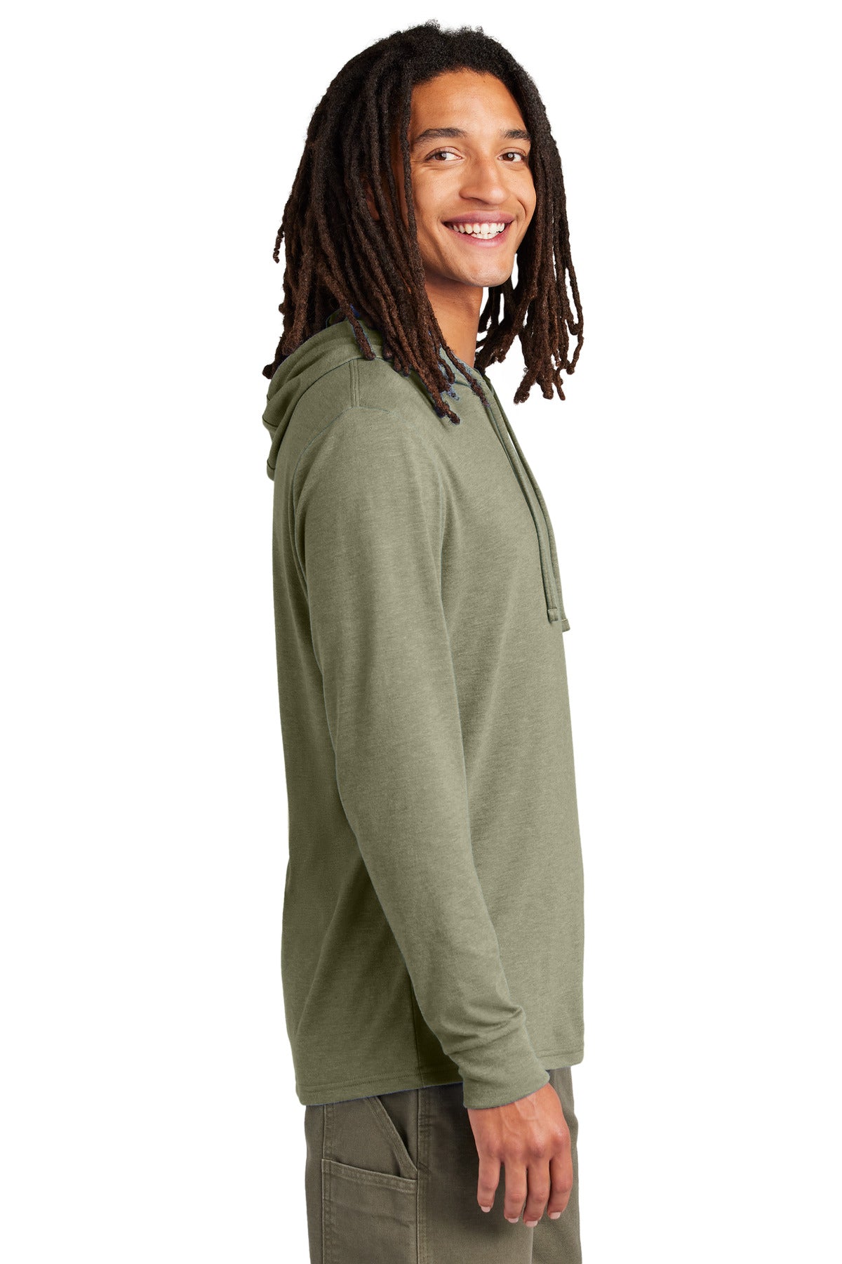 Allmade Unisex Tri-Blend Hoodie Tee AL6003 - Olive You Green - side