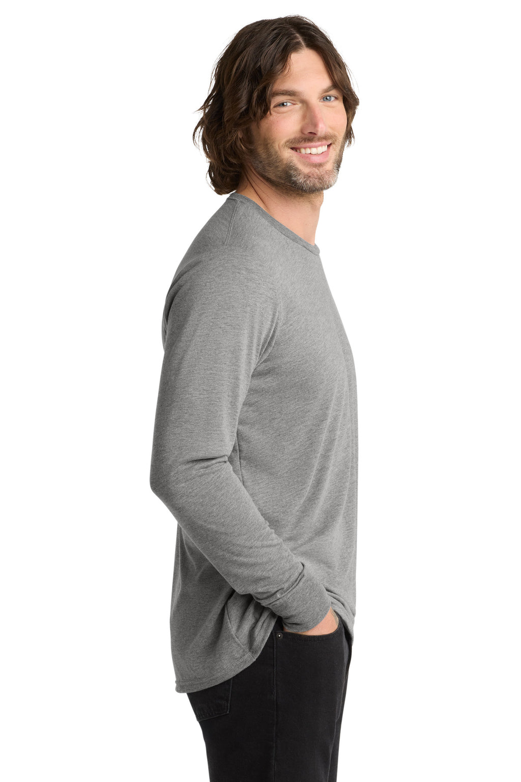 Allmade Unisex Tri-Blend Long Sleeve Tee AL6004 - Aluminum Grey - side
