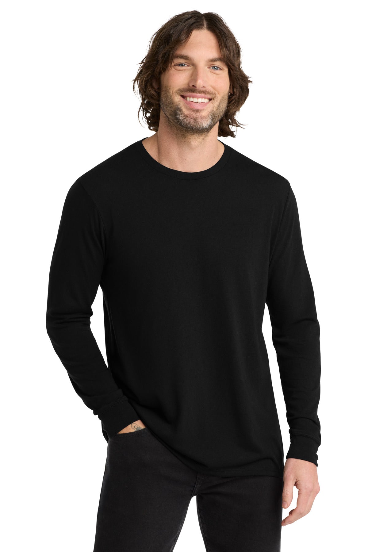Allmade Unisex Tri-Blend Long Sleeve Tee AL6004 - Deep Black - front