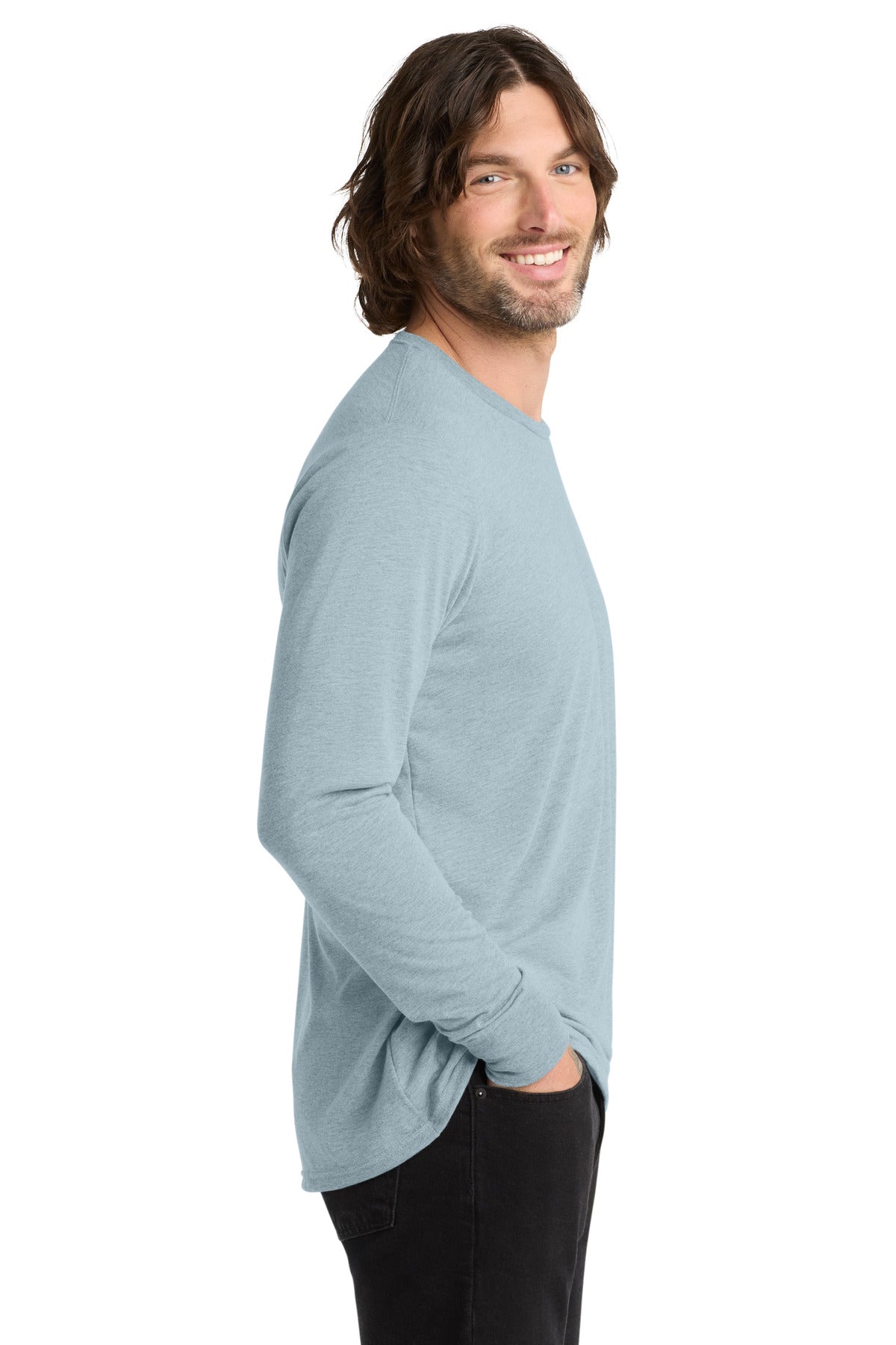 Allmade Unisex Tri-Blend Long Sleeve Tee AL6004 - I Like You Blue - side