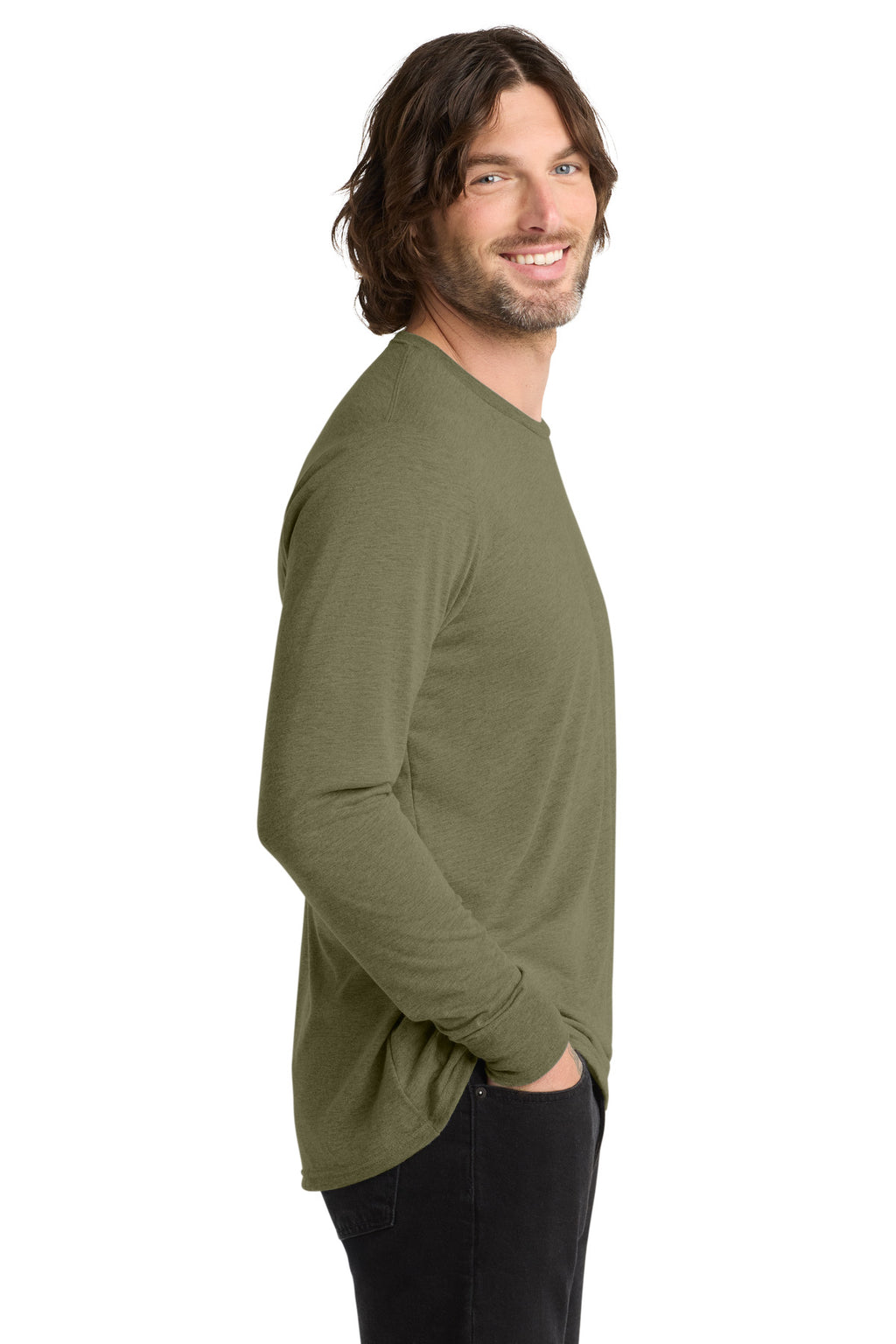 Allmade Unisex Tri-Blend Long Sleeve Tee AL6004 - Olive You Green - side