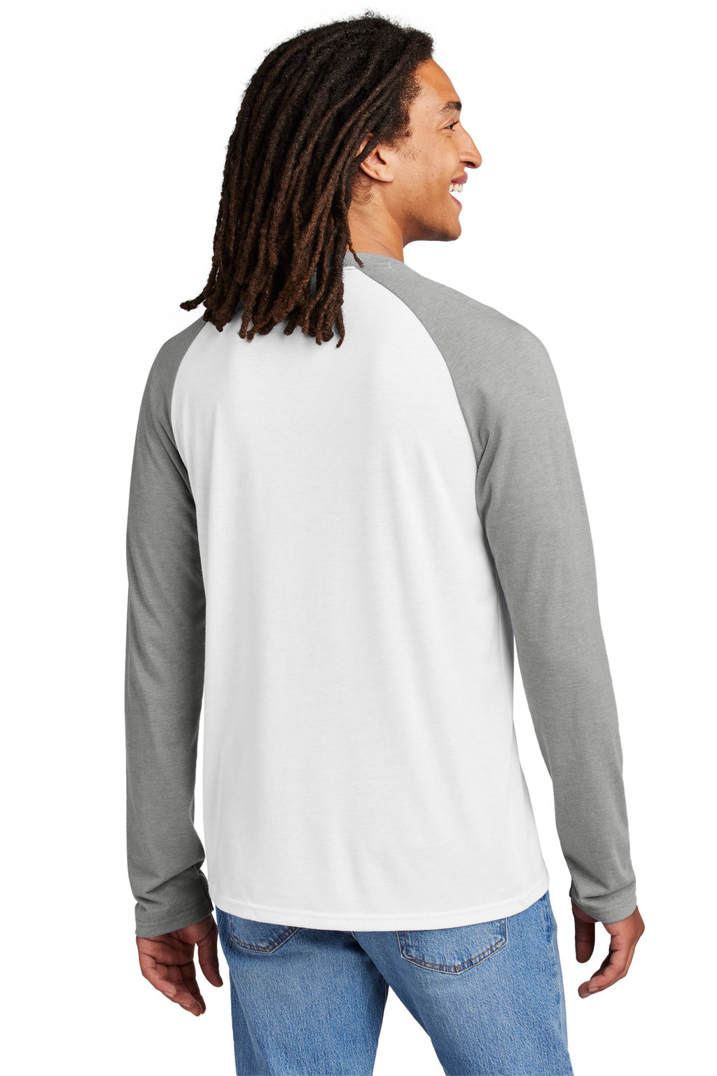 Allmade Unisex Tri-Blend Long Sleeve Colorblock Raglan AL6009 - Aluminum Grey/ Bright White - back