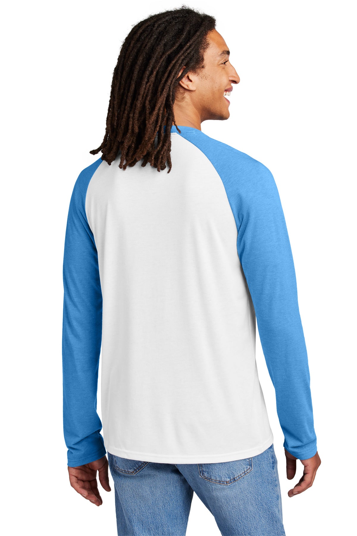 Allmade Unisex Tri-Blend Long Sleeve Colorblock Raglan AL6009 - Azure Blue/ Bright White - back
