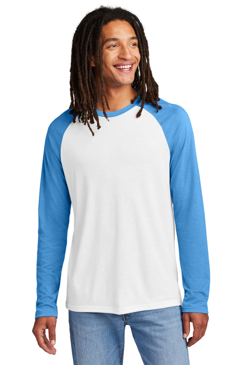 Allmade Unisex Tri-Blend Long Sleeve Colorblock Raglan AL6009 - Azure Blue/ Bright White - front