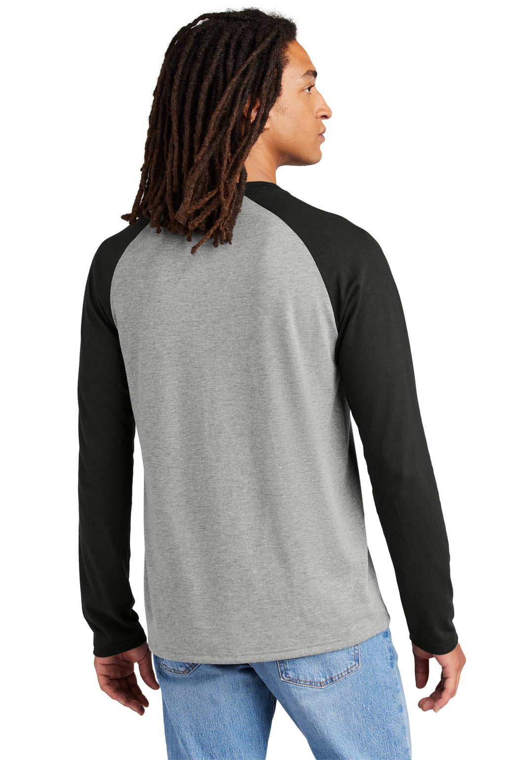 Allmade Unisex Tri-Blend Long Sleeve Colorblock Raglan AL6009 - Deep Black/ Aluminum Grey - back