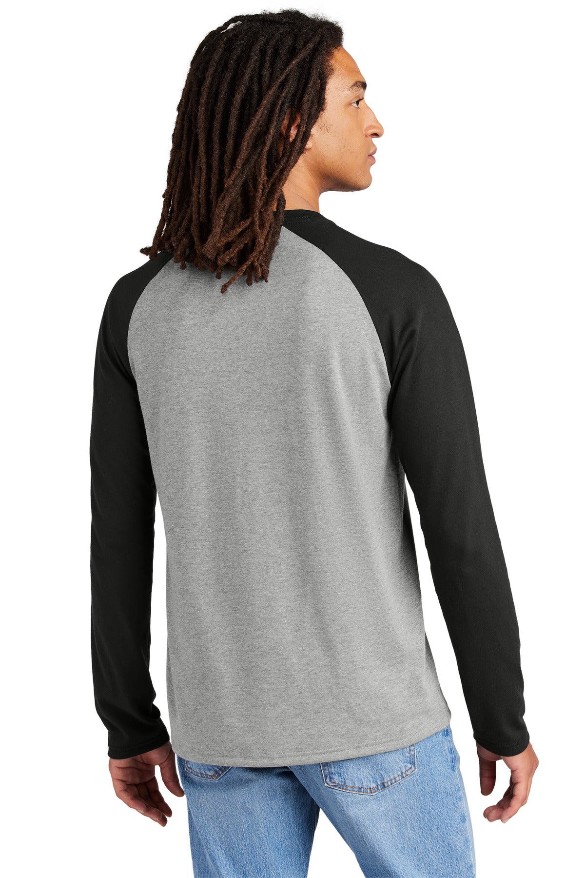Allmade Unisex Tri-Blend Long Sleeve Colorblock Raglan AL6009 - Deep Black/ Aluminum Grey - back