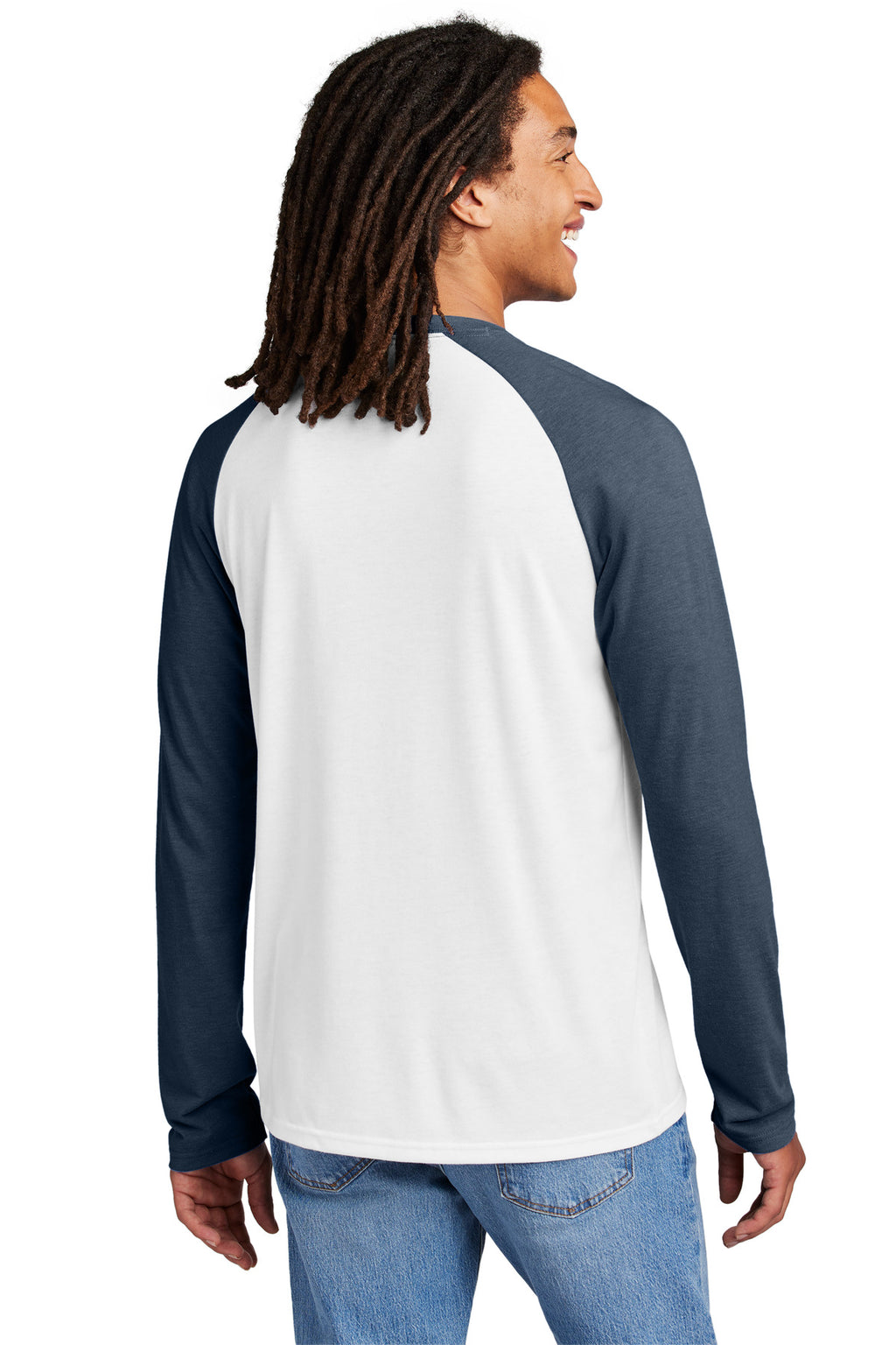Allmade Unisex Tri-Blend Long Sleeve Colorblock Raglan AL6009 - Rebel Blue/ Bright White - back