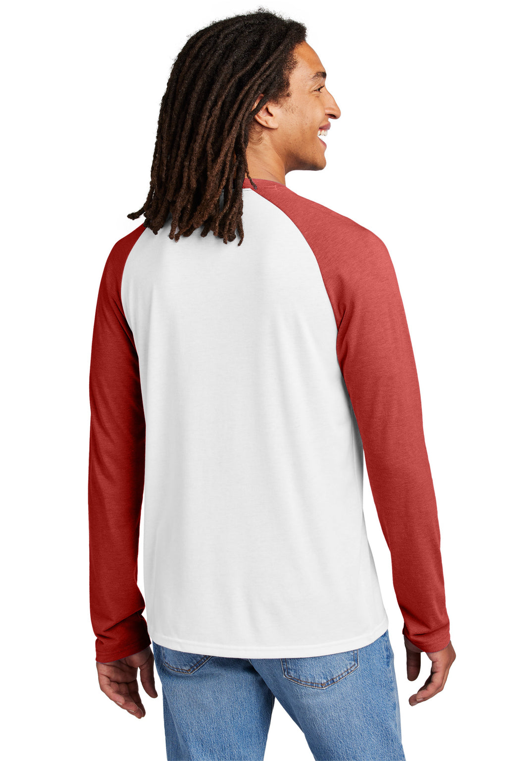 Allmade Unisex Tri-Blend Long Sleeve Colorblock Raglan AL6009 - Rise Up Red/ Bright White - back